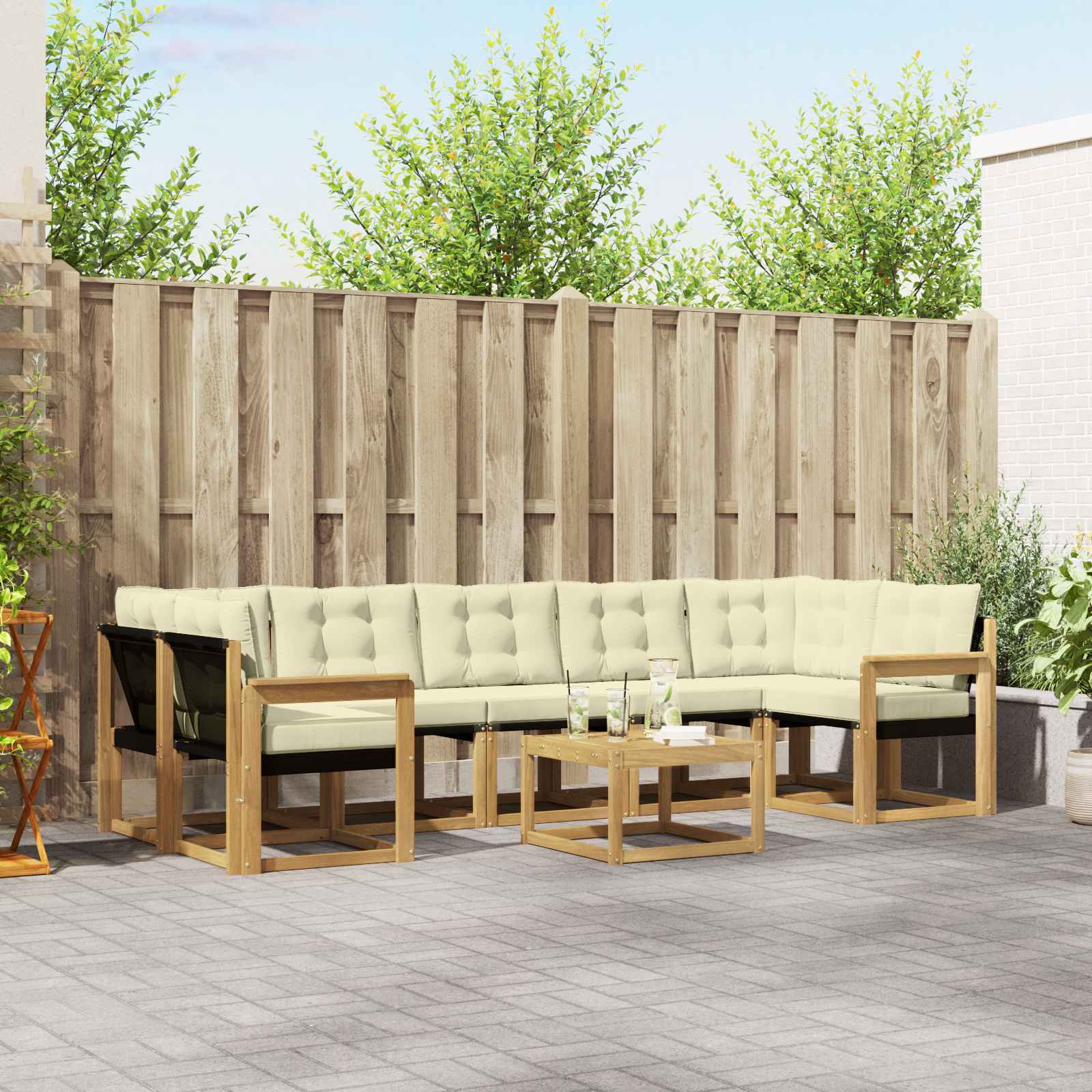 Outdoor-Sofagarnitur 8 stk. Weiß und Creme