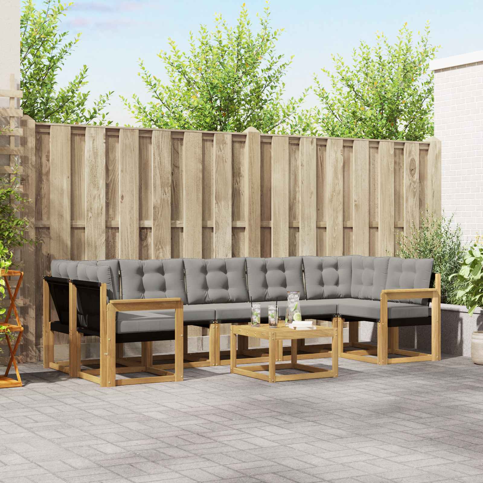 Outdoor-Sofagarnitur 8 stk. Weiß und Hellgrau