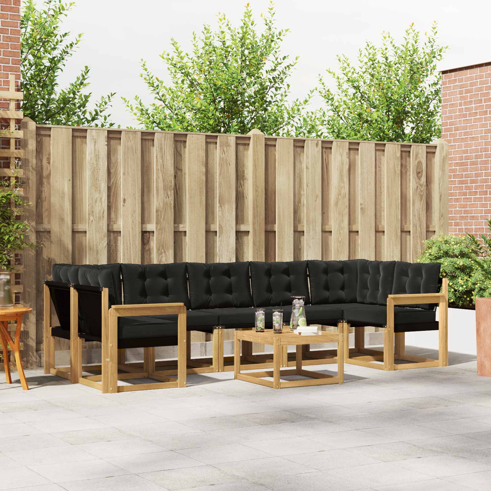 Outdoor-Sofagarnitur 8 stk. Weiß und Schwarz