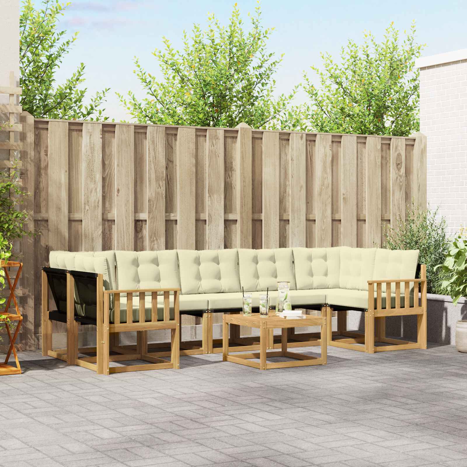 Outdoor-Sofagarnitur 8 stk. Massives Akazienholz und Textilene