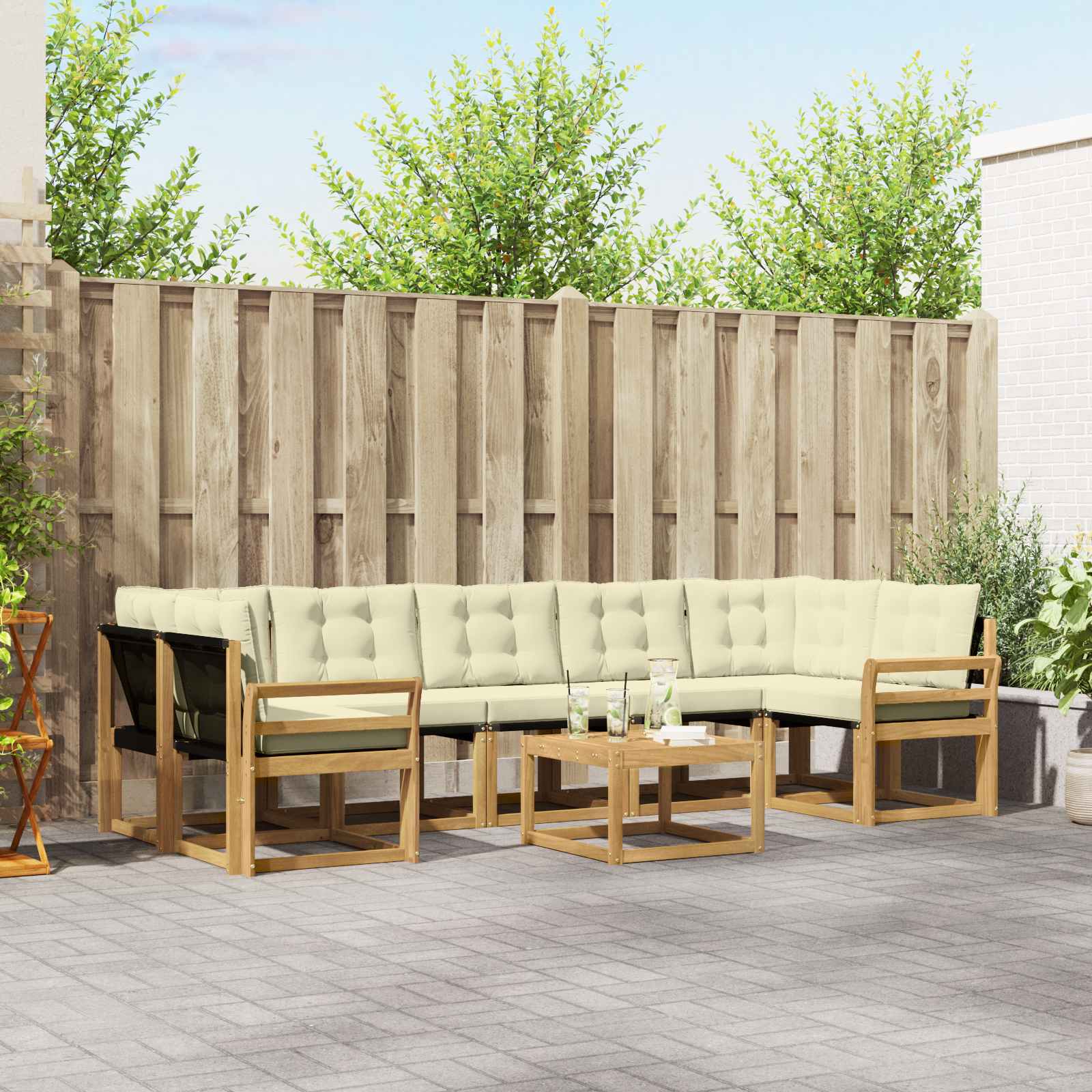 Outdoor-Sofagarnitur 8 stk. Weiß und Creme