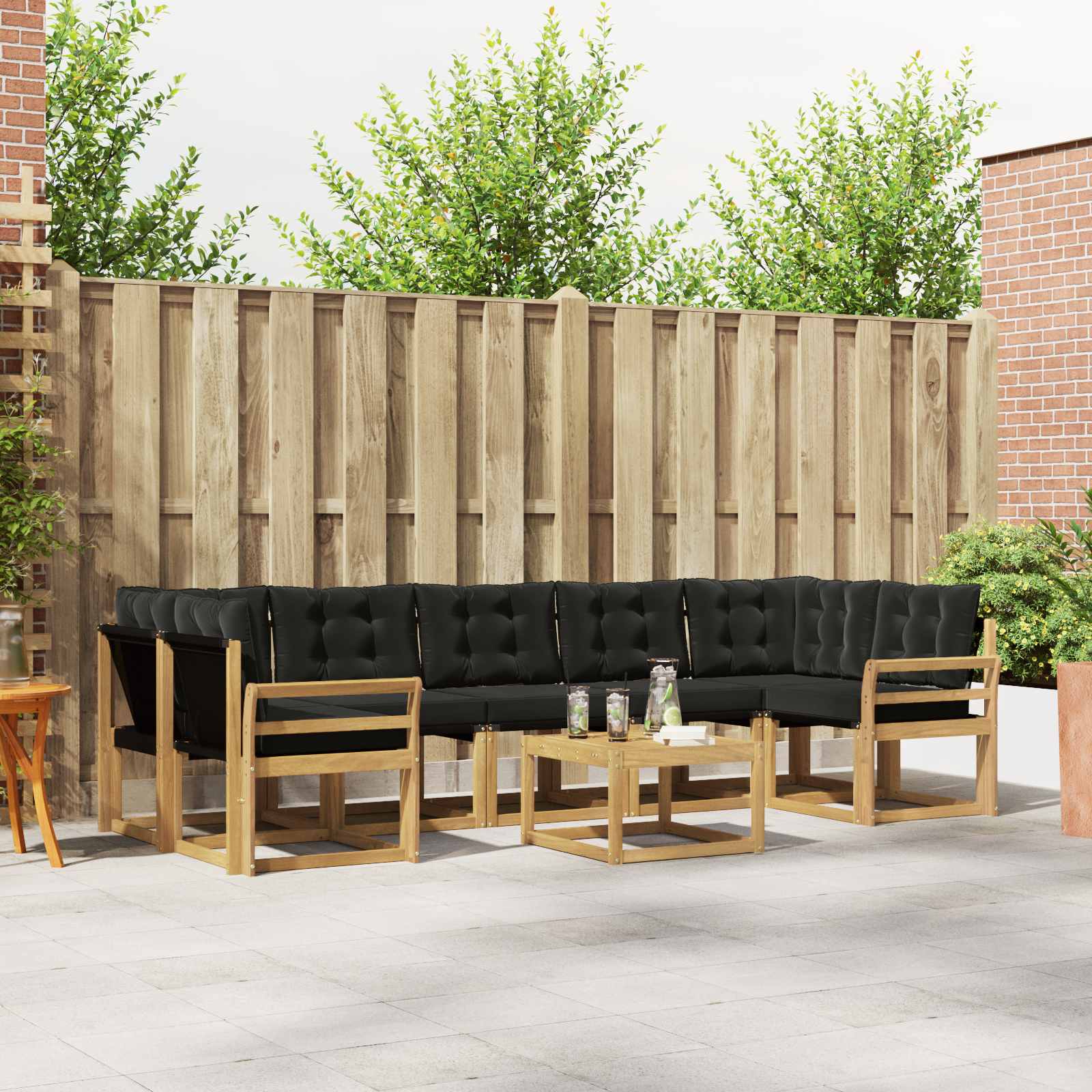 Outdoor-Sofagarnitur 8 stk. Weiß und Schwarz