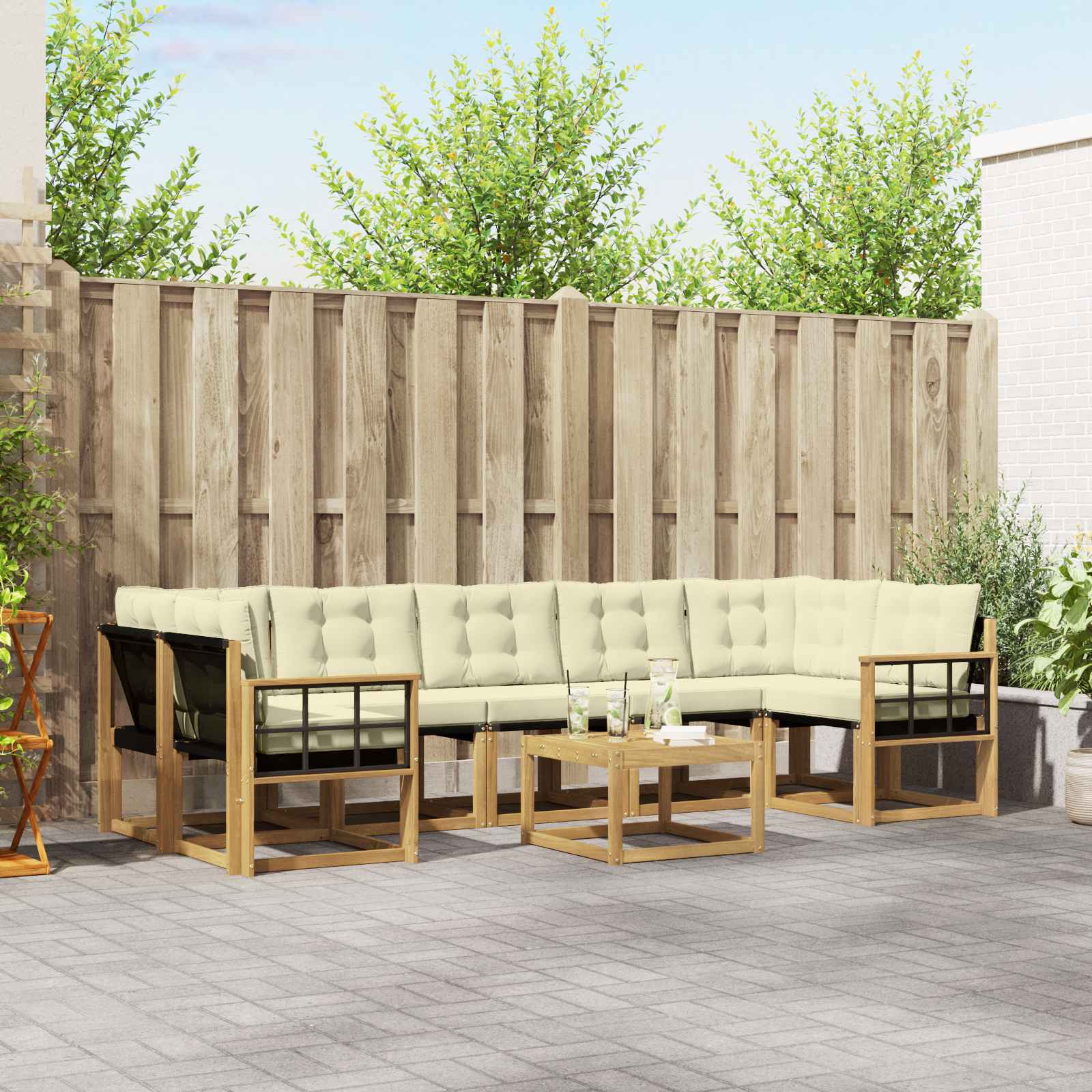 Outdoor-Sofagarnitur 8 stk. Weiß und Creme