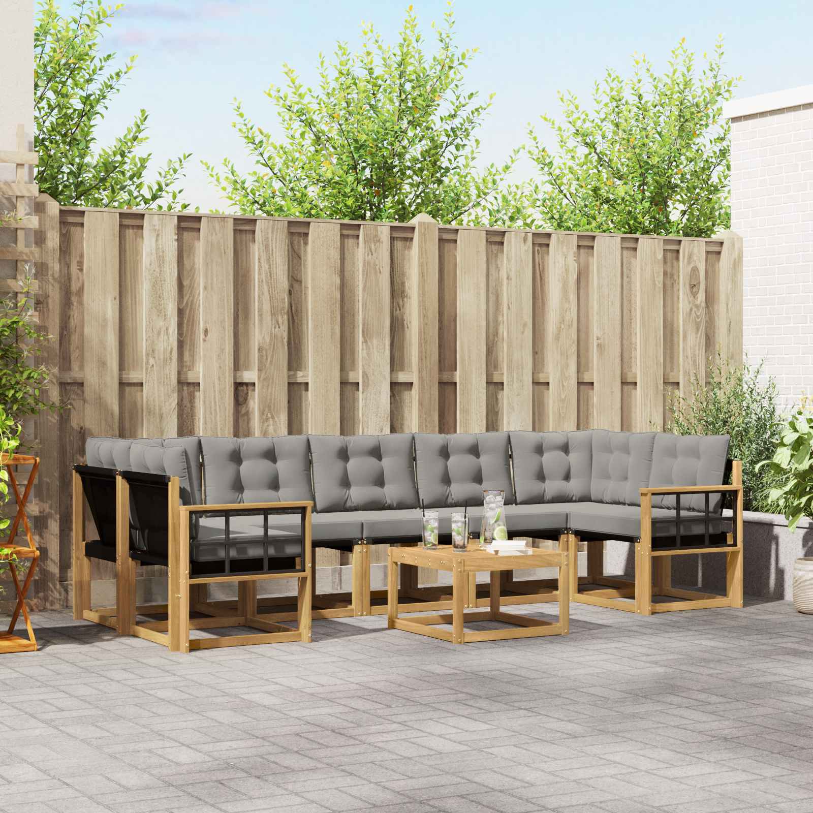 Outdoor-Sofagarnitur 8 stk. Weiß und Hellgrau