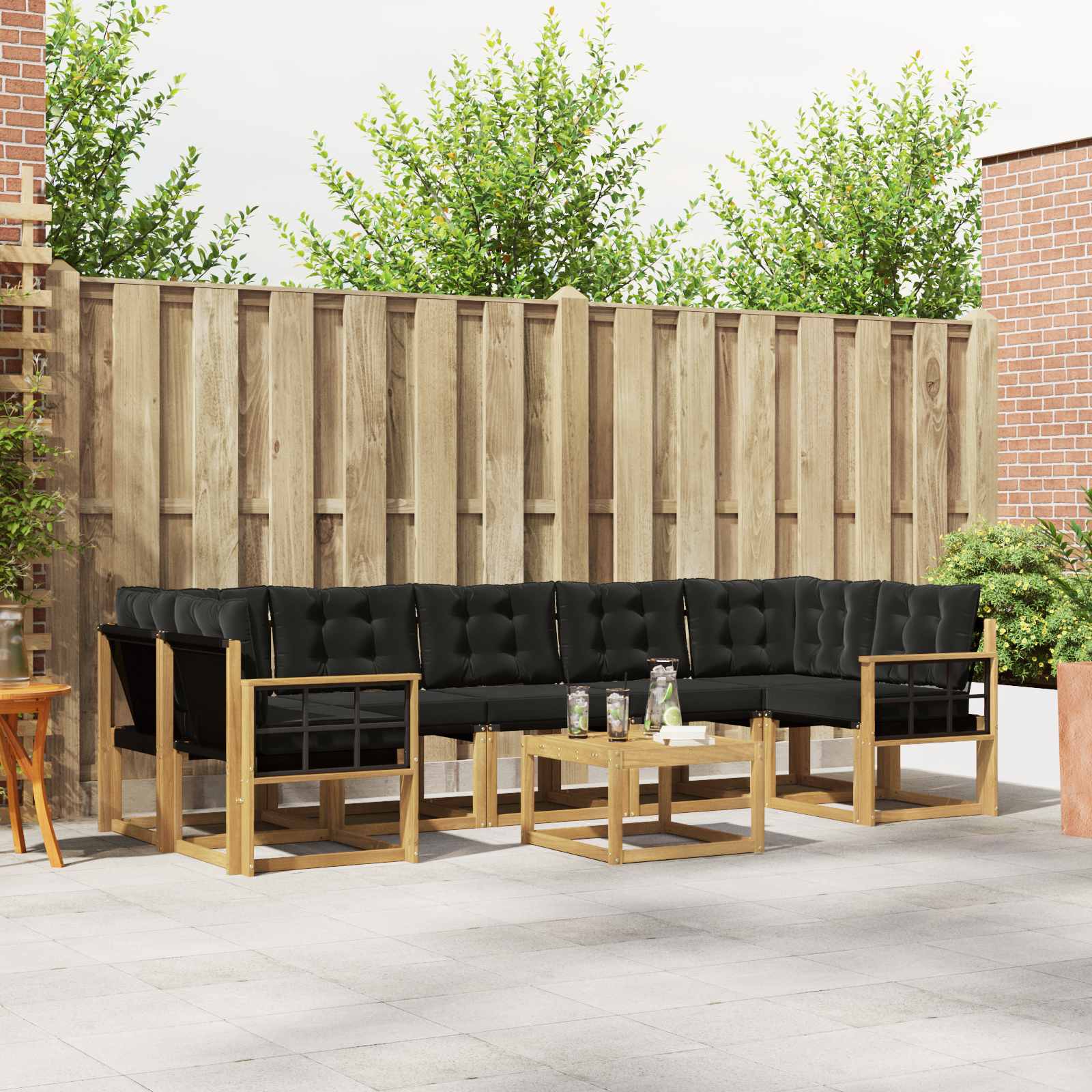 Outdoor-Sofagarnitur 8 stk. Weiß und Schwarz