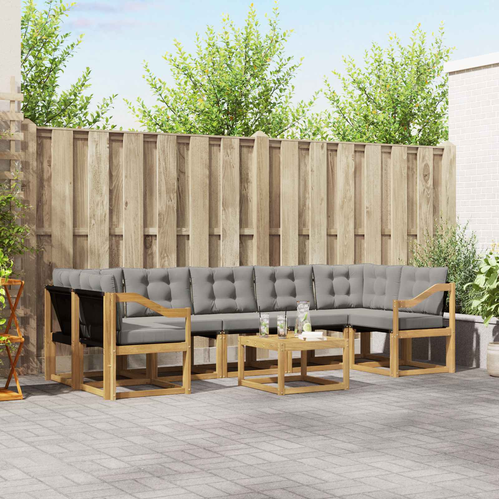 Outdoor-Sofagarnitur 8 stk. Weiß und Hellgrau