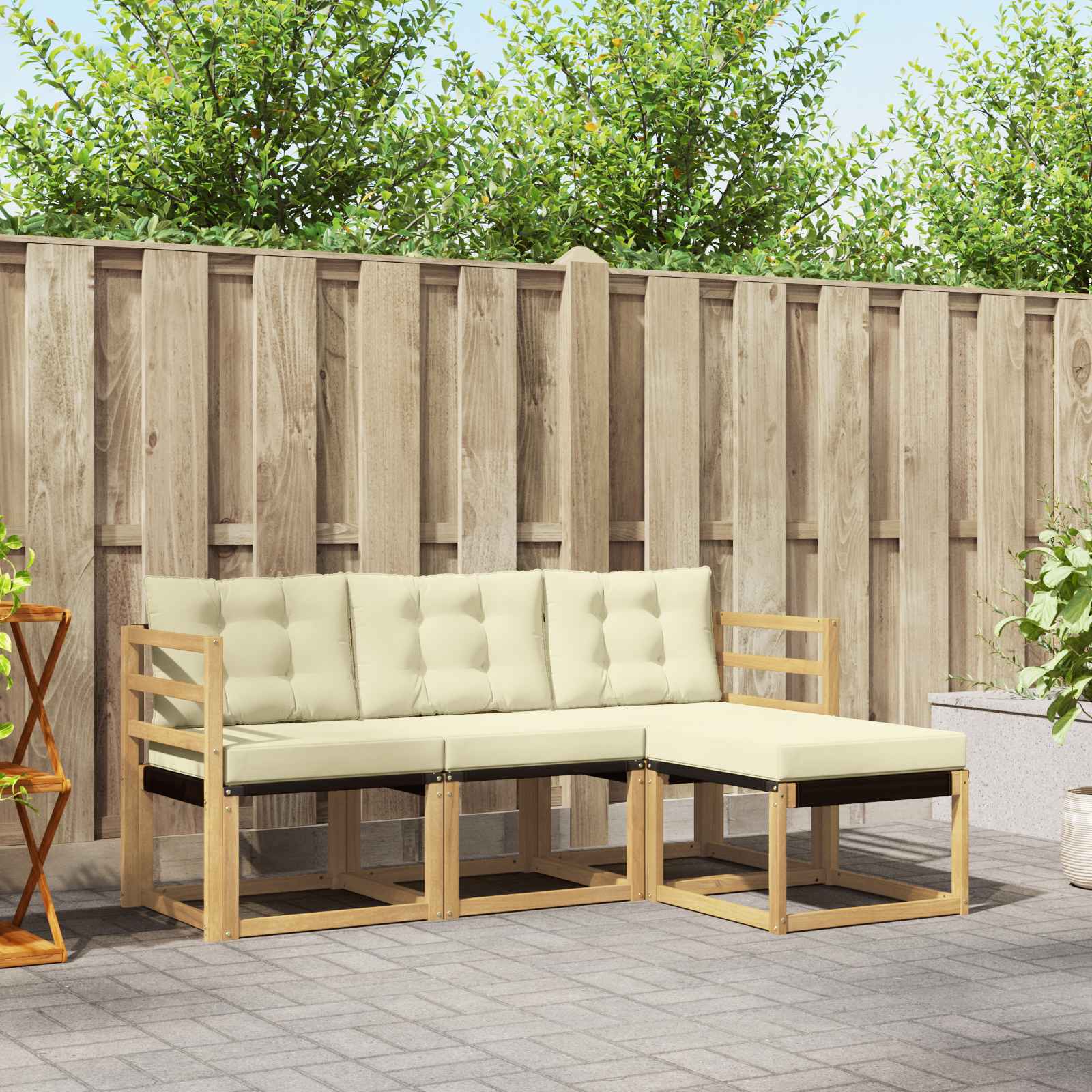 Outdoor-Sofagarnitur 4 stk. Weiß und Creme