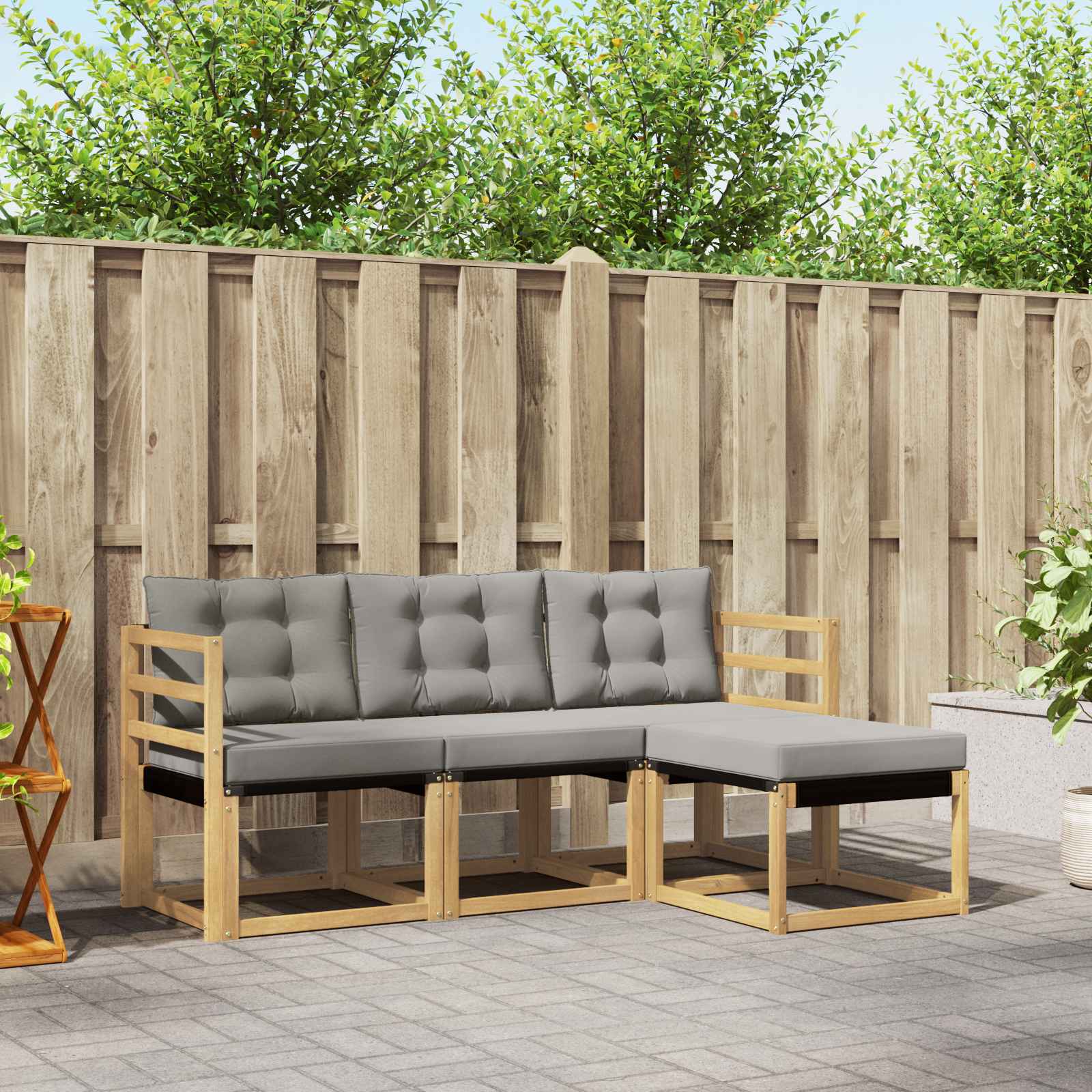 Outdoor-Sofagarnitur 4 stk. Weiß und Hellgrau
