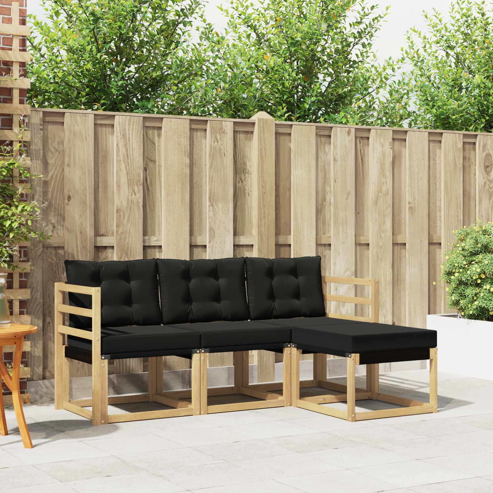 Outdoor-Sofagarnitur 4 stk. Weiß und Schwarz