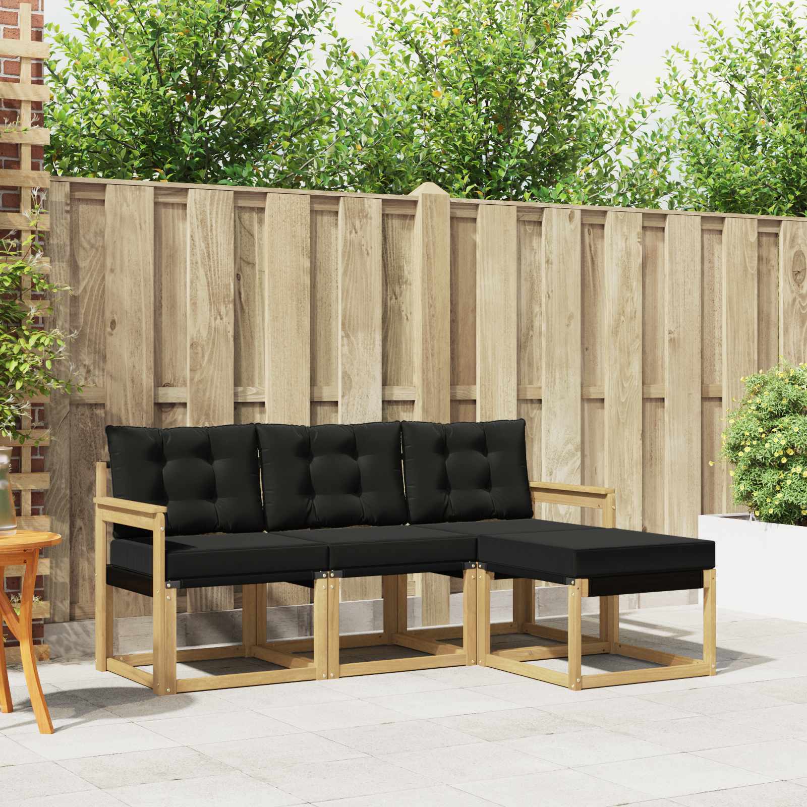 Outdoor-Sofagarnitur 4 stk. Weiß und Schwarz