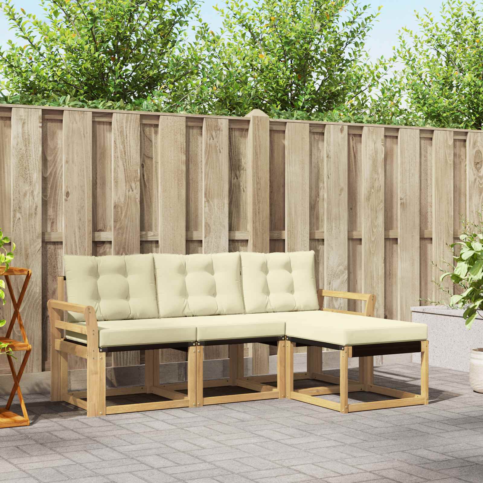 Outdoor-Sofagarnitur 4 stk. Weiß und Creme