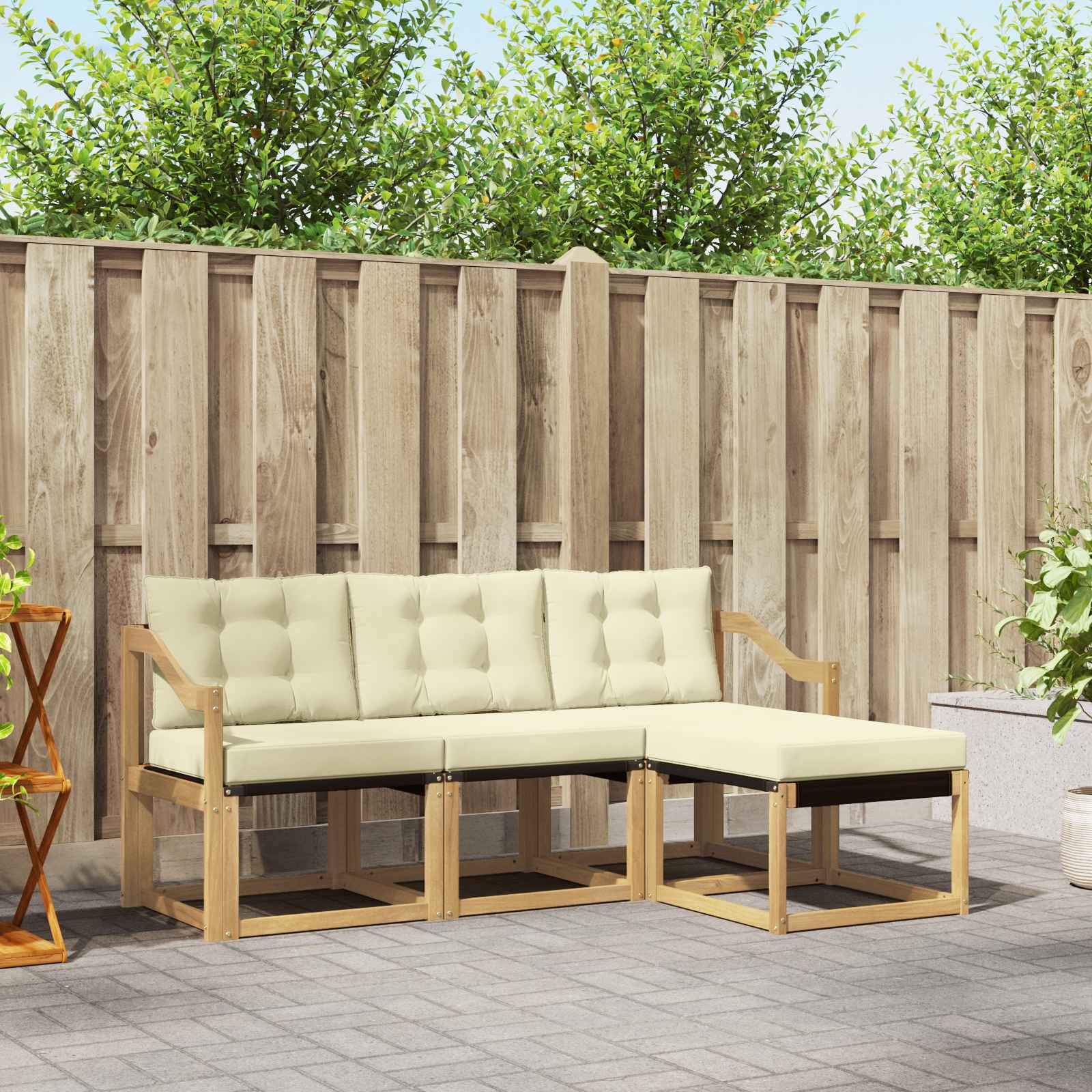 Outdoor-Sofagarnitur 4 stk. Weiß und Creme