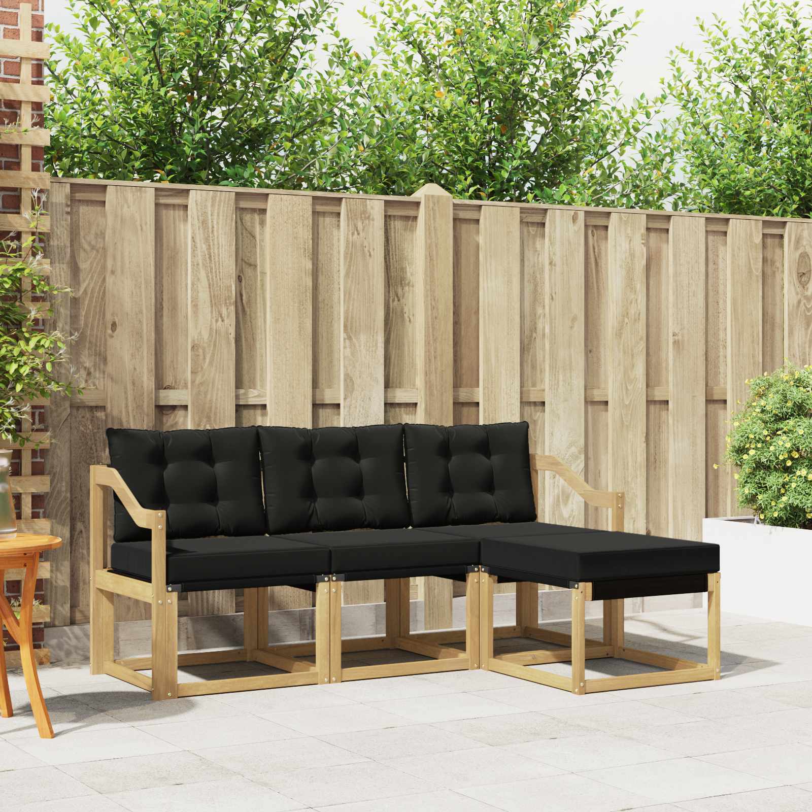 Outdoor-Sofagarnitur 4 stk. Weiß und Schwarz