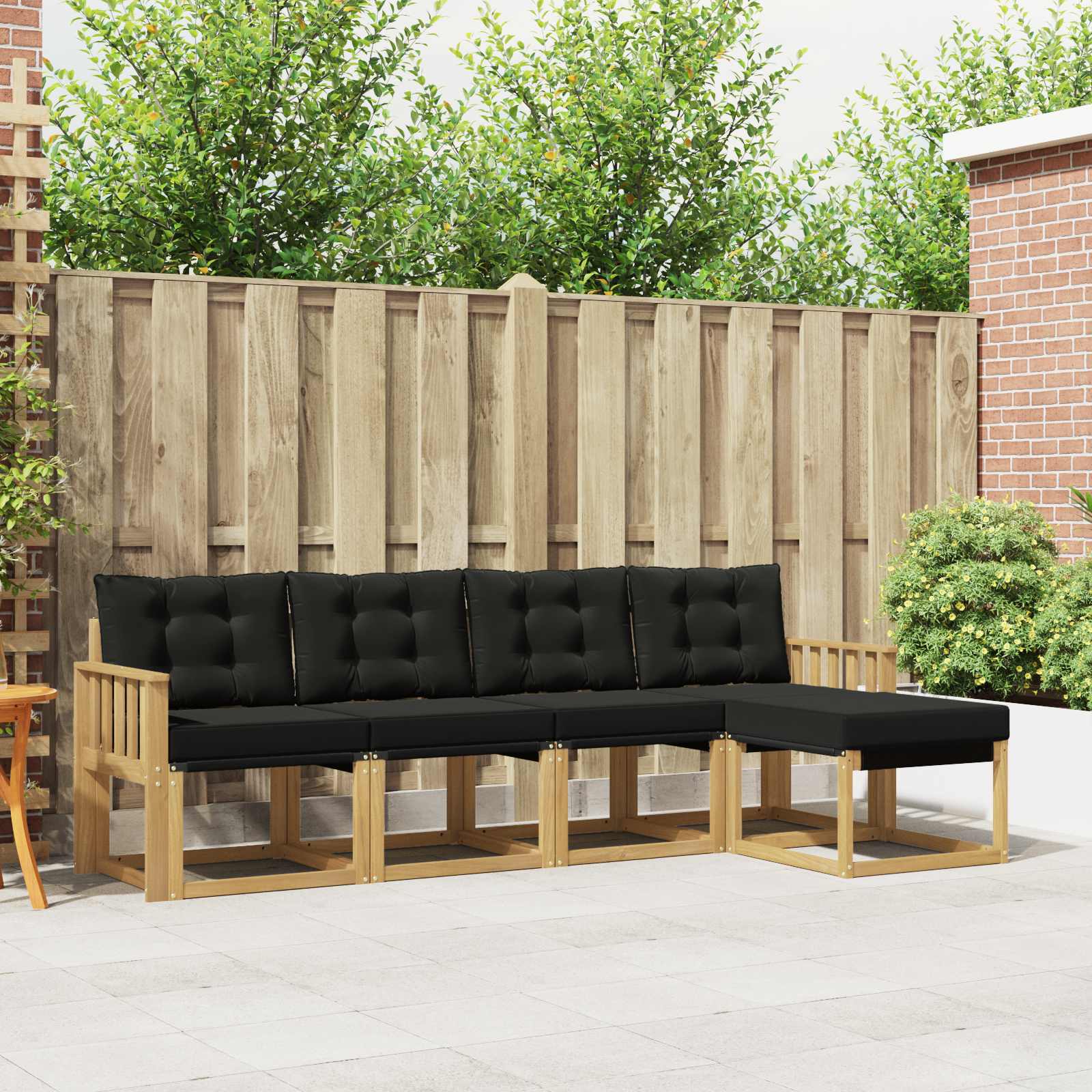 Outdoor-Sofagarnitur 5 stk. Weiß und Schwarz