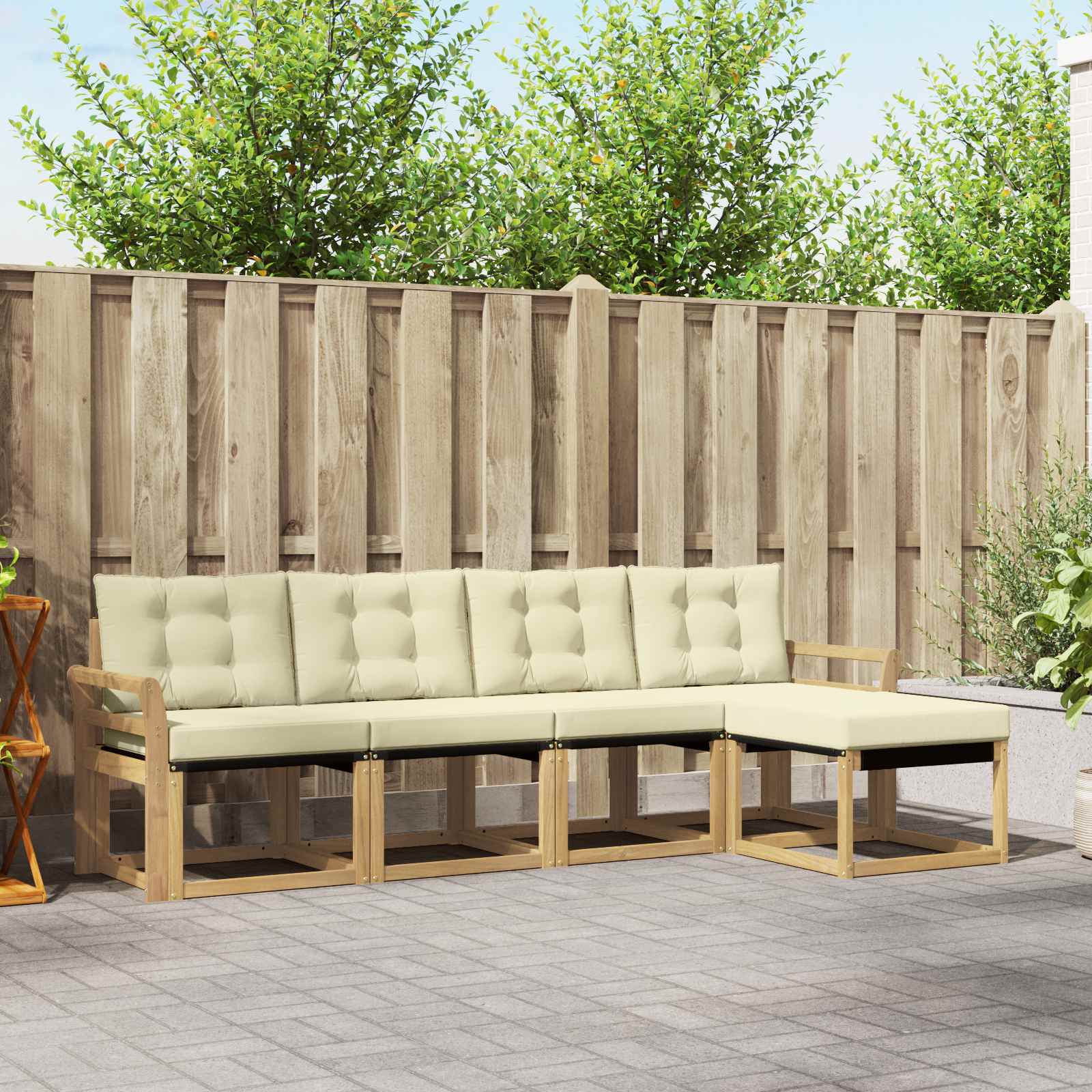 Outdoor-Sofagarnitur 5 stk. Weiß und Creme