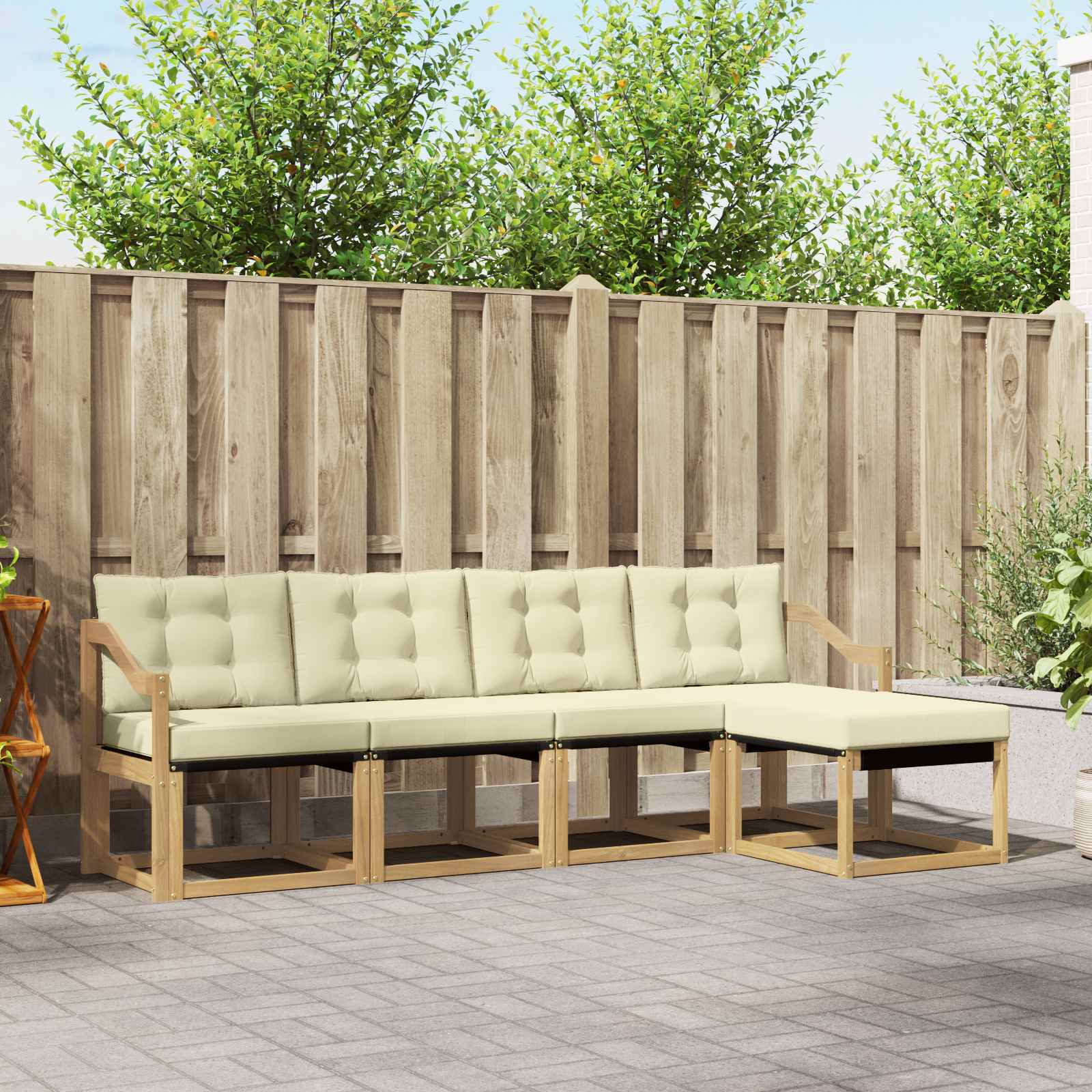 Outdoor-Sofagarnitur 5 stk. Weiß und Creme