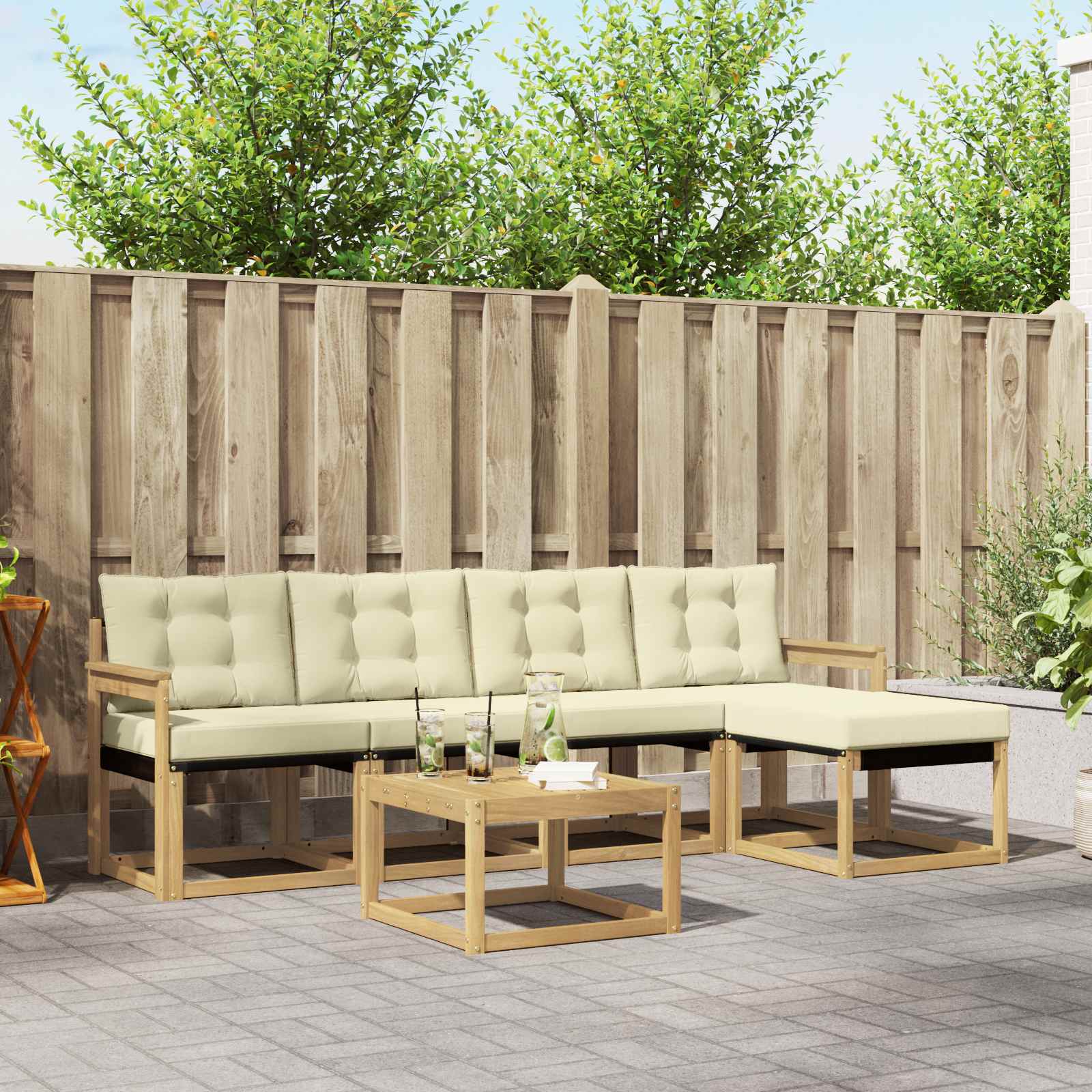 Outdoor-Sofagarnitur 6 stk. Weiß und Creme