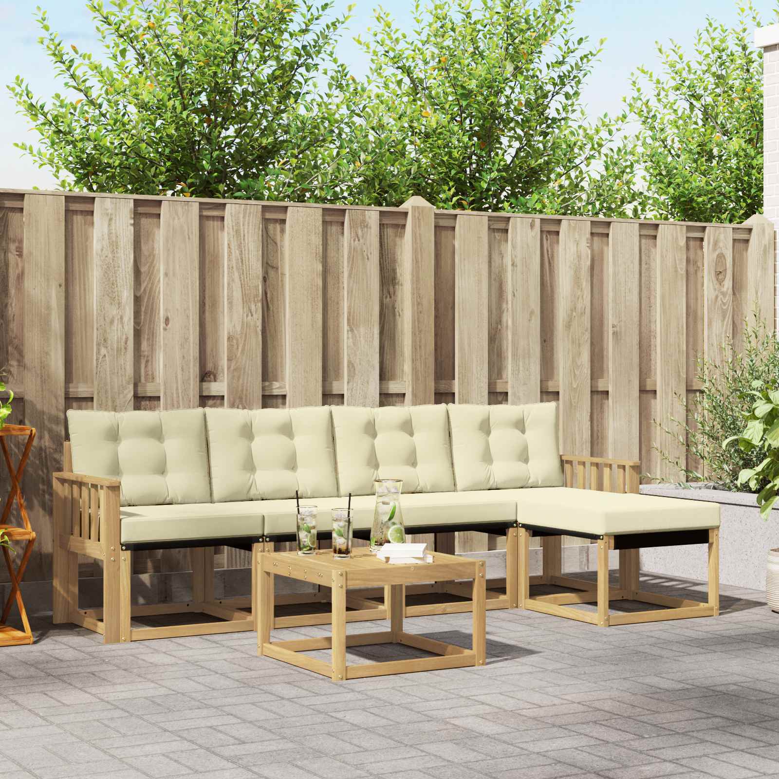 Outdoor-Sofagarnitur 6 stk. Weiß und Creme