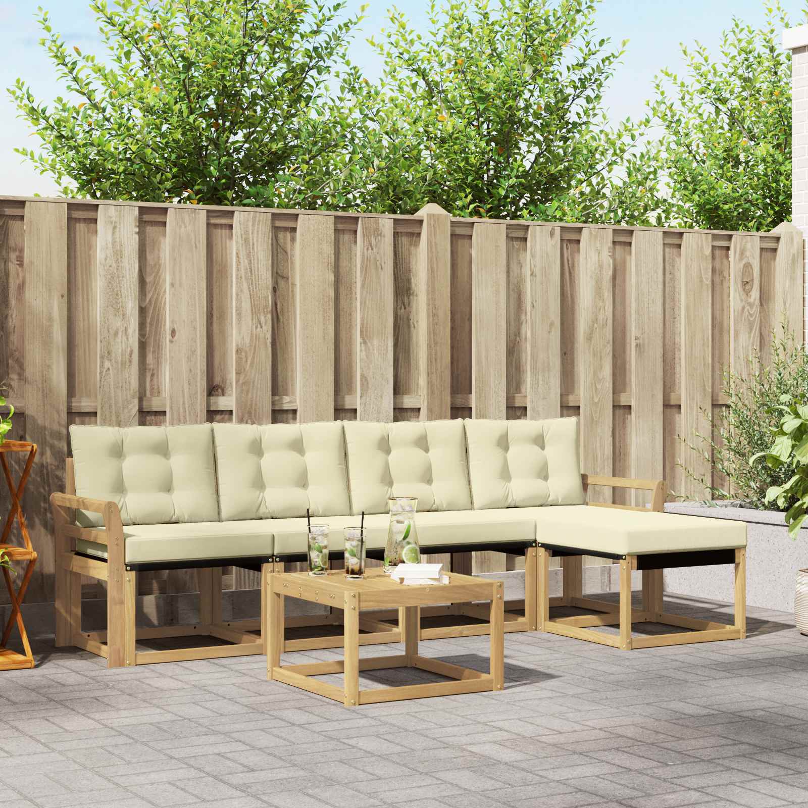 Outdoor-Sofagarnitur 6 stk. Weiß und Creme