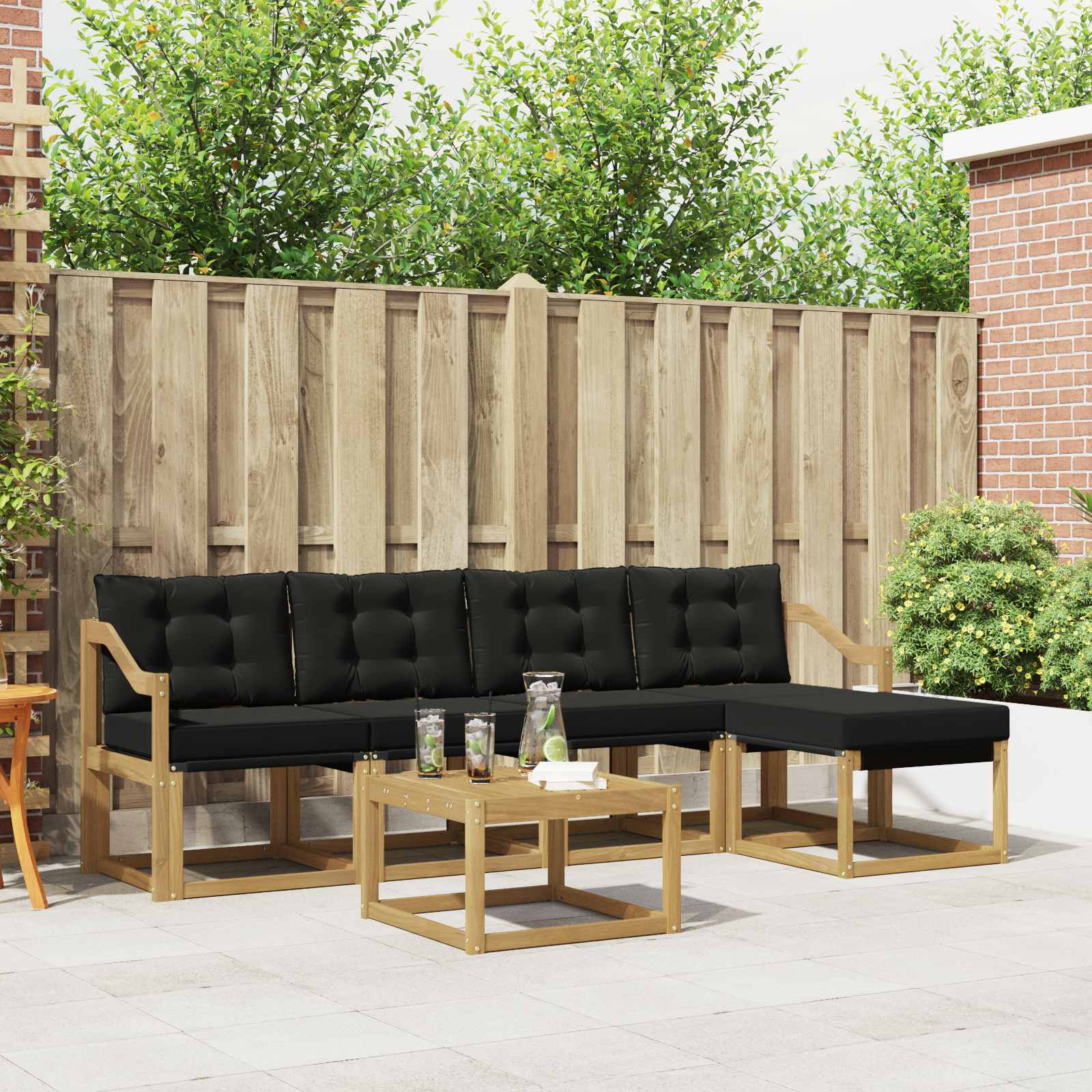 Outdoor-Sofagarnitur 6 stk. Weiß und Schwarz