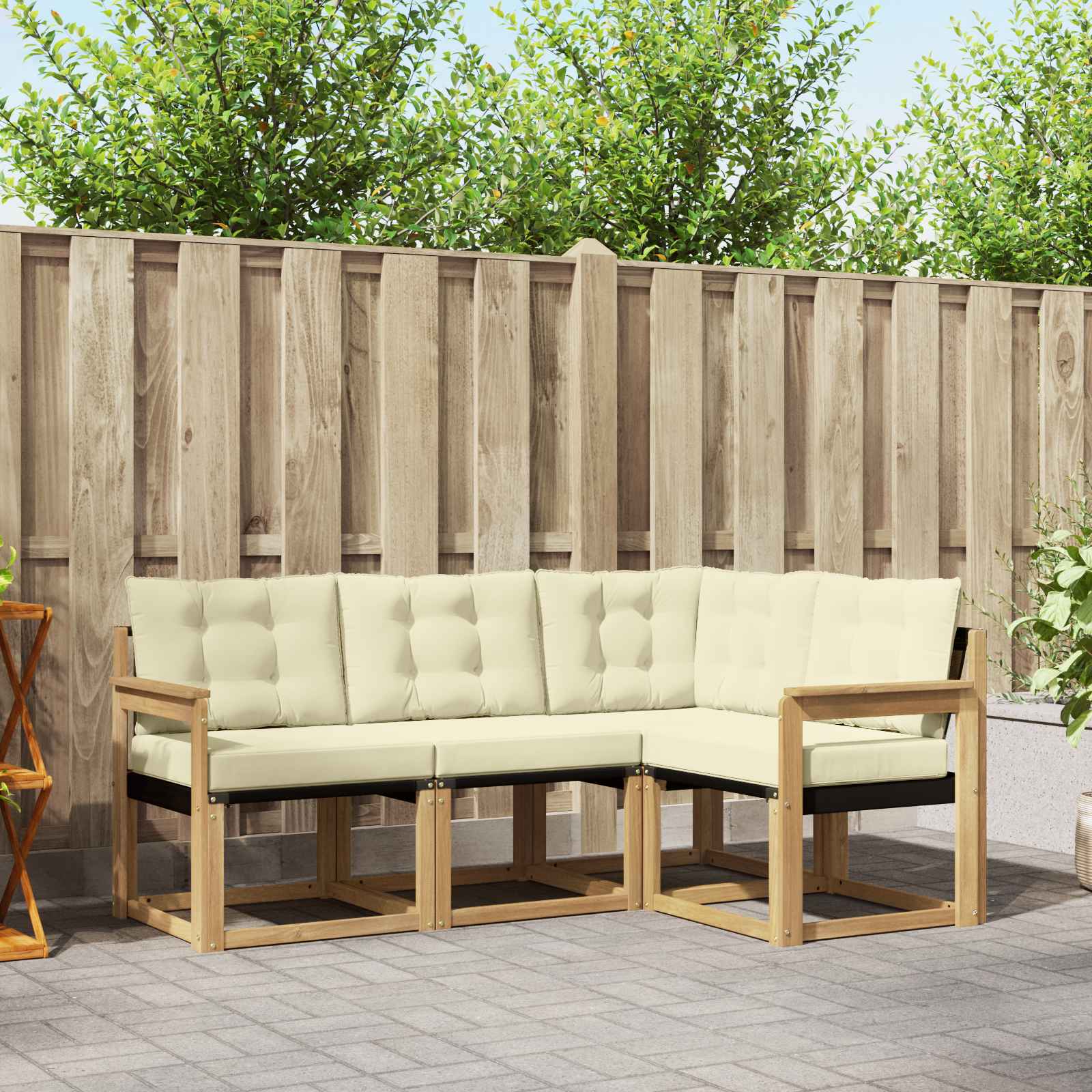 Outdoor-Sofagarnitur 4 stk. Weiß und Creme