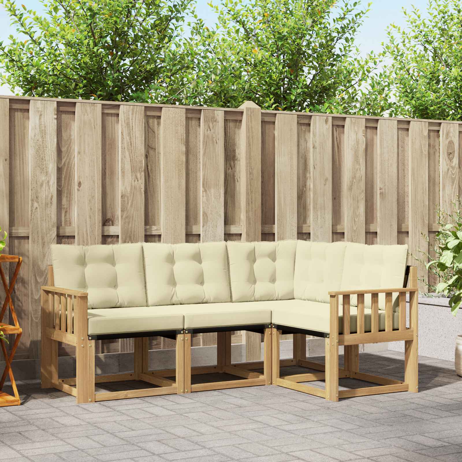 Outdoor-Sofagarnitur 4 stk. Weiß und Creme