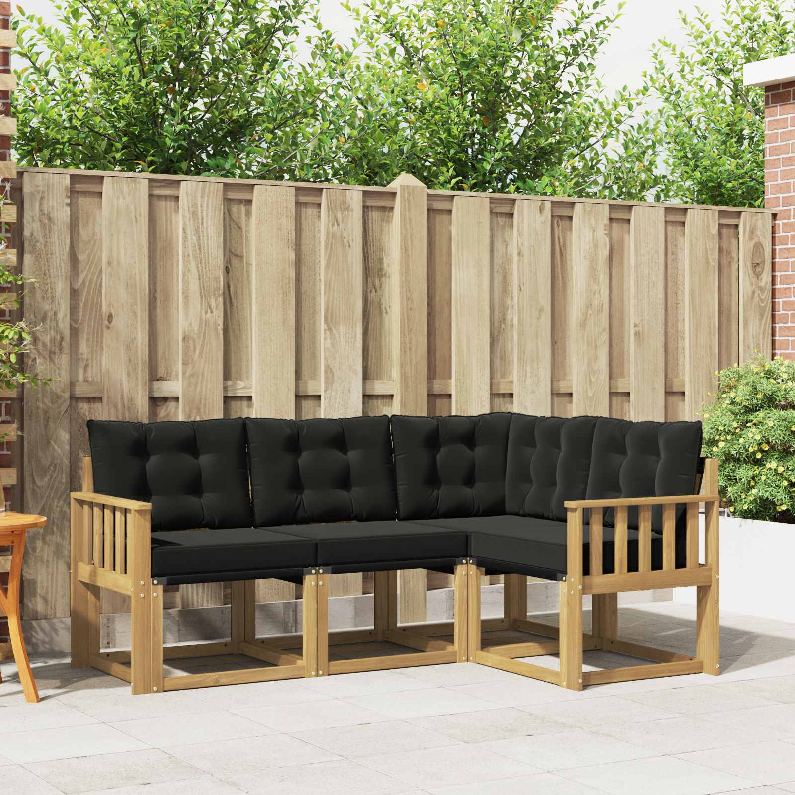 Outdoor-Sofagarnitur 4 stk. Weiß und Schwarz
