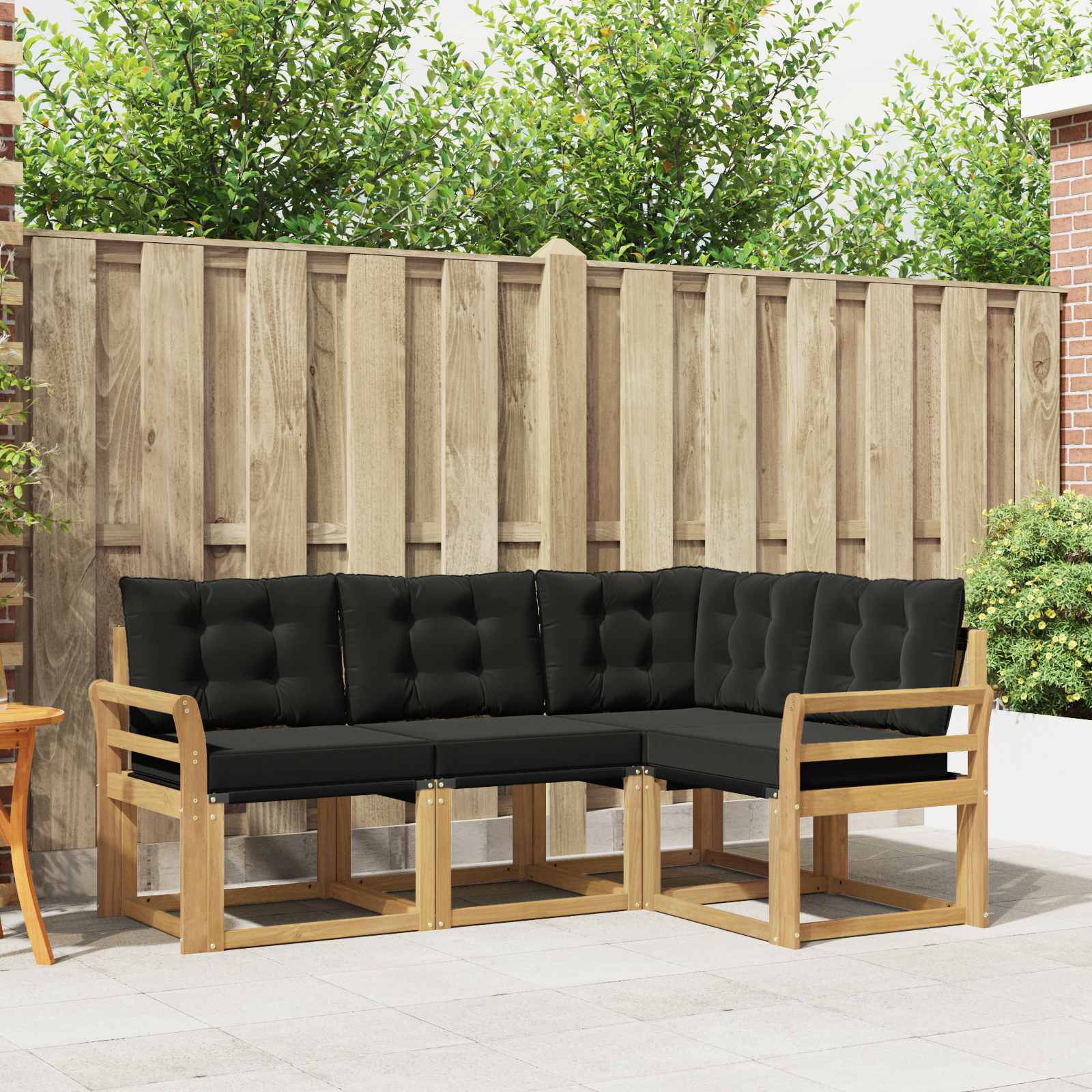 Outdoor-Sofagarnitur 4 stk. Weiß und Schwarz