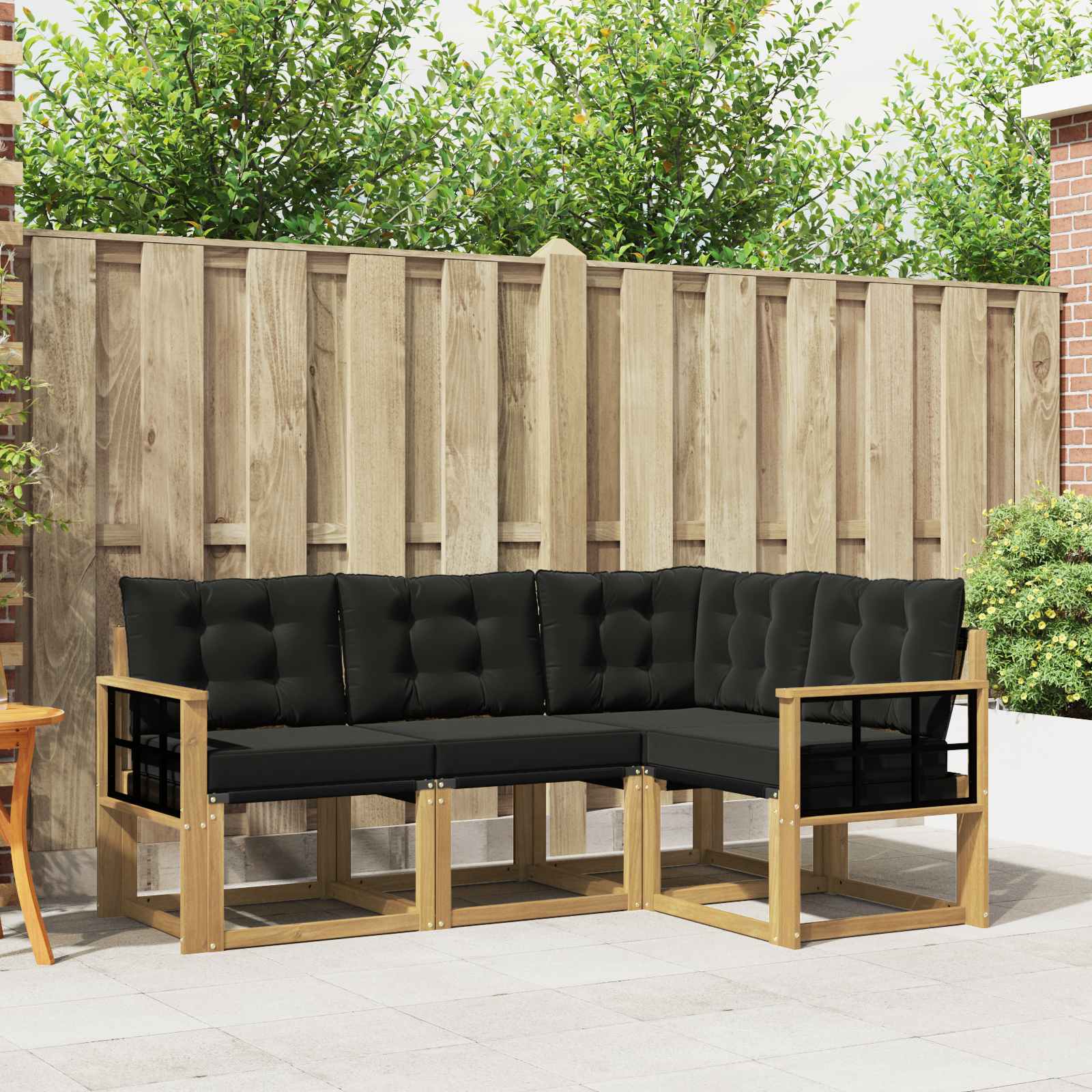 Outdoor-Sofagarnitur 4 stk. Weiß und Schwarz