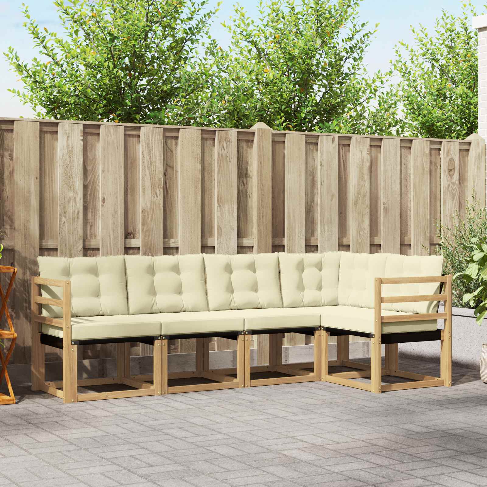 Outdoor-Sofagarnitur 5 stk. Weiß und Creme