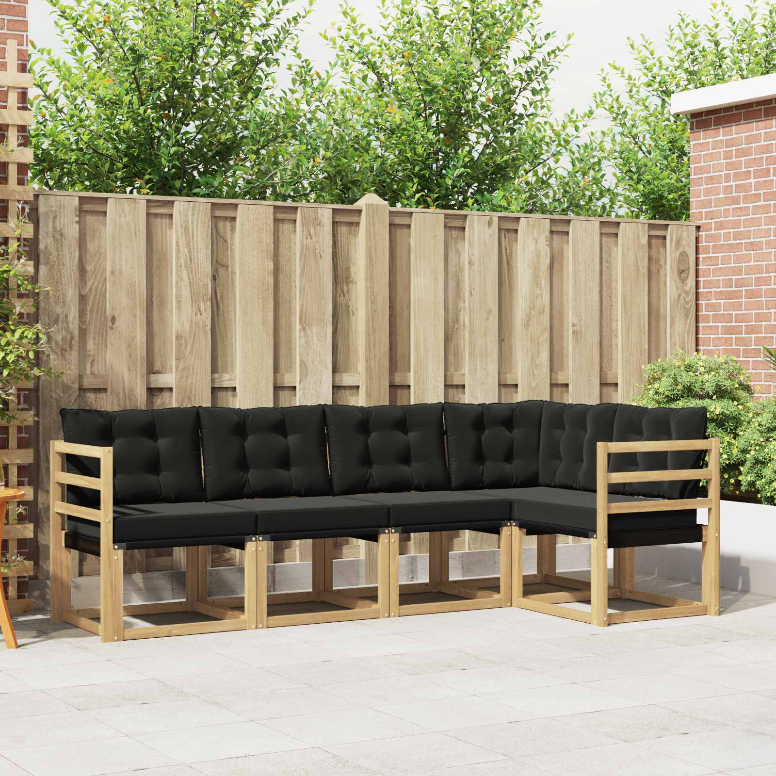 Outdoor-Sofagarnitur 5 stk. Weiß und Schwarz