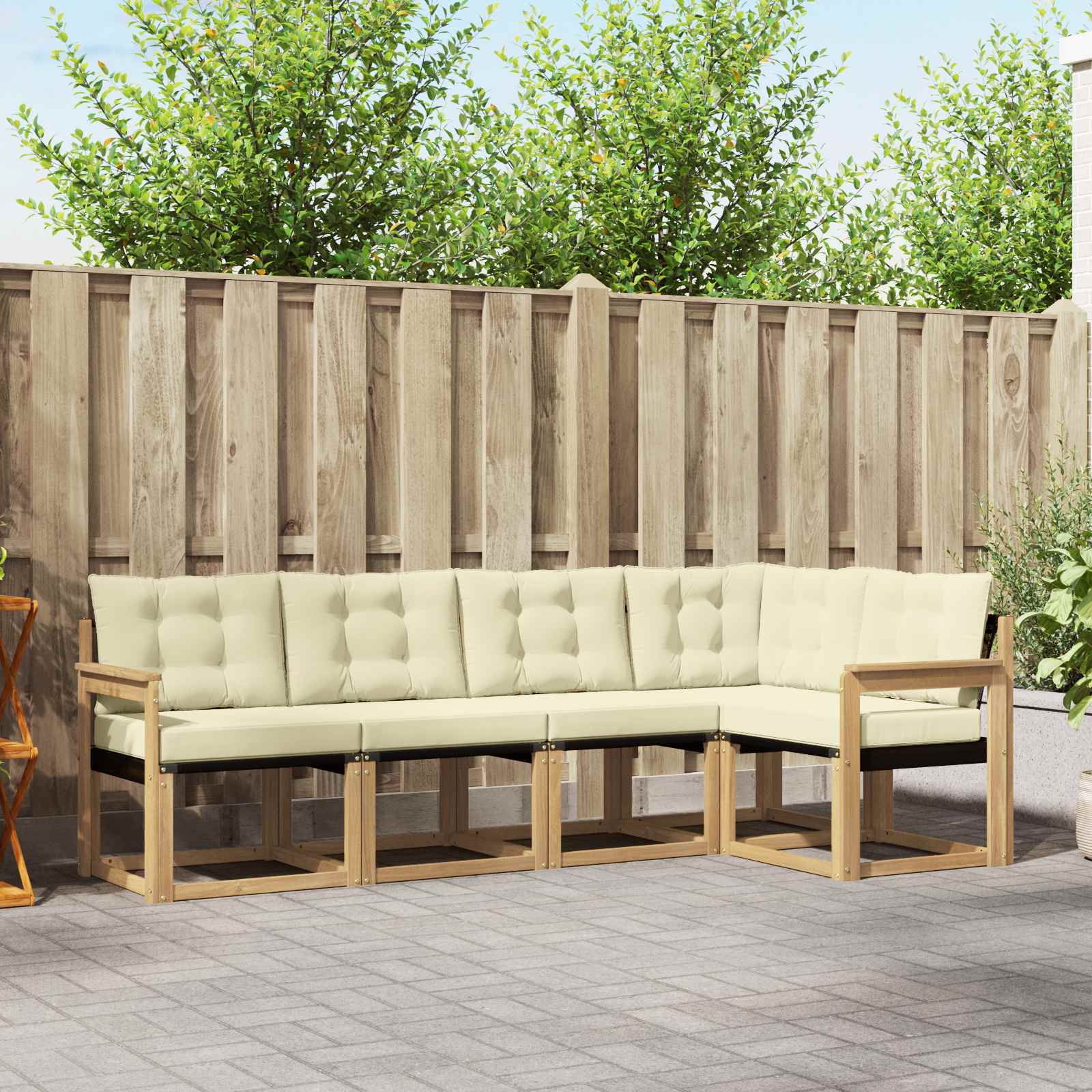 Outdoor-Sofagarnitur 5 stk. Weiß und Creme