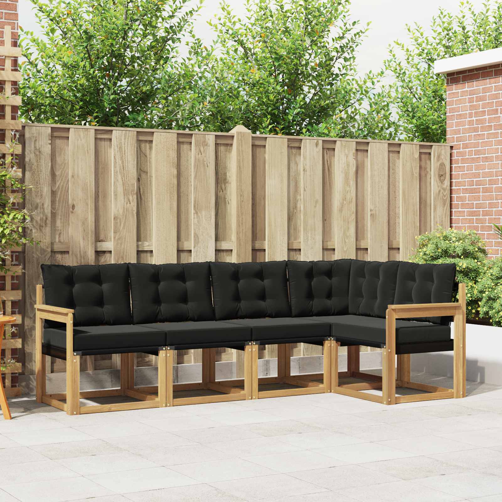 Outdoor-Sofagarnitur 5 stk. Weiß und Schwarz