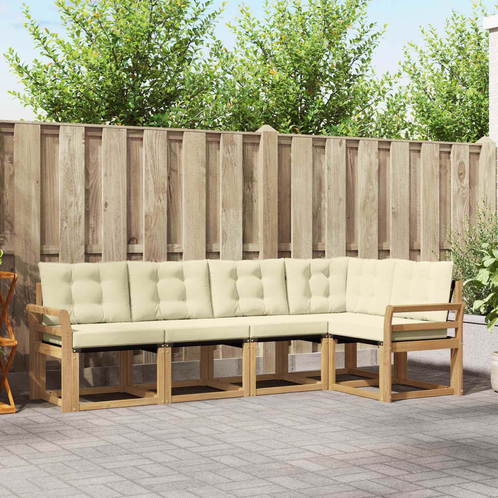 Outdoor-Sofagarnitur 5 stk. Weiß und Creme