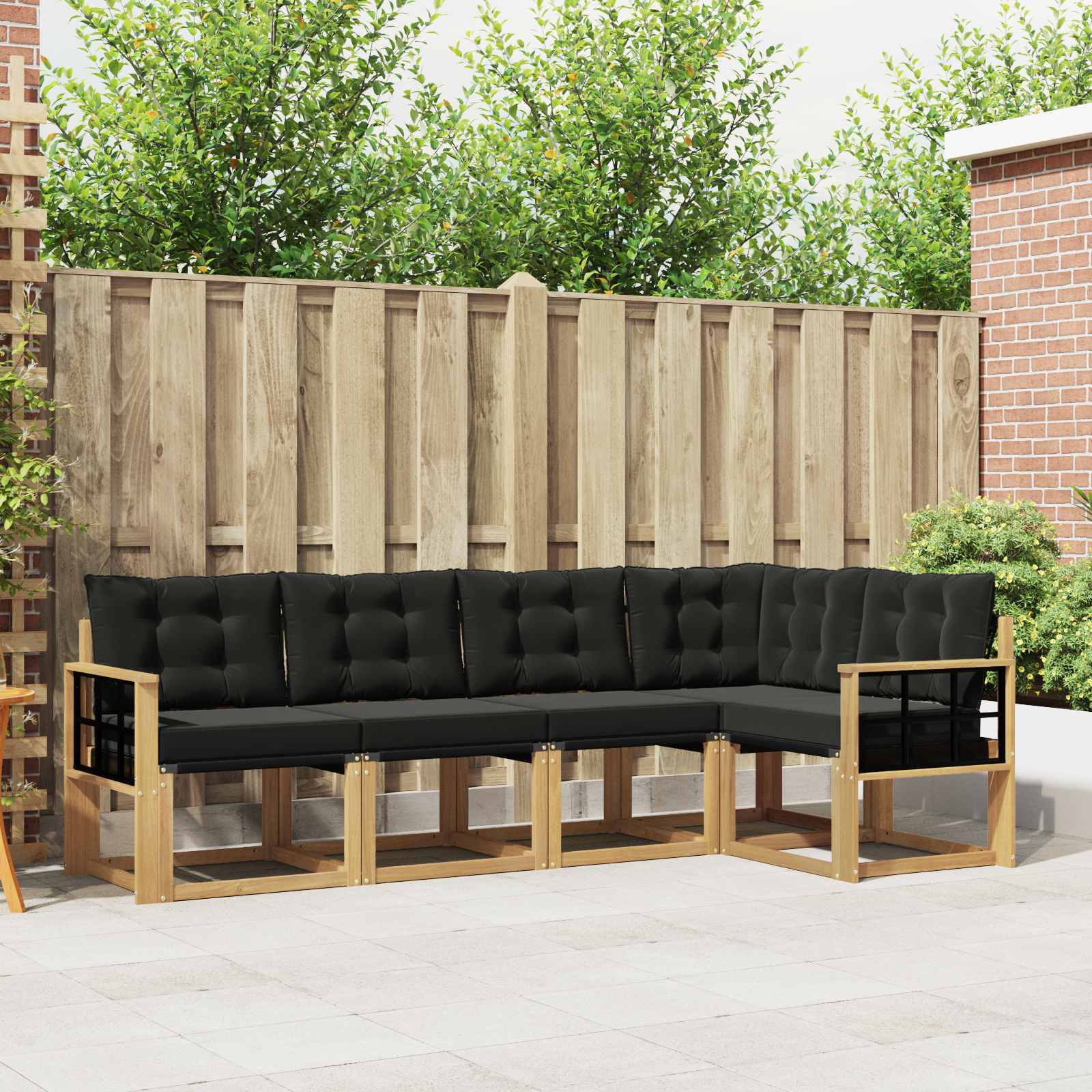 Outdoor-Sofagarnitur 5 stk. Weiß und Schwarz