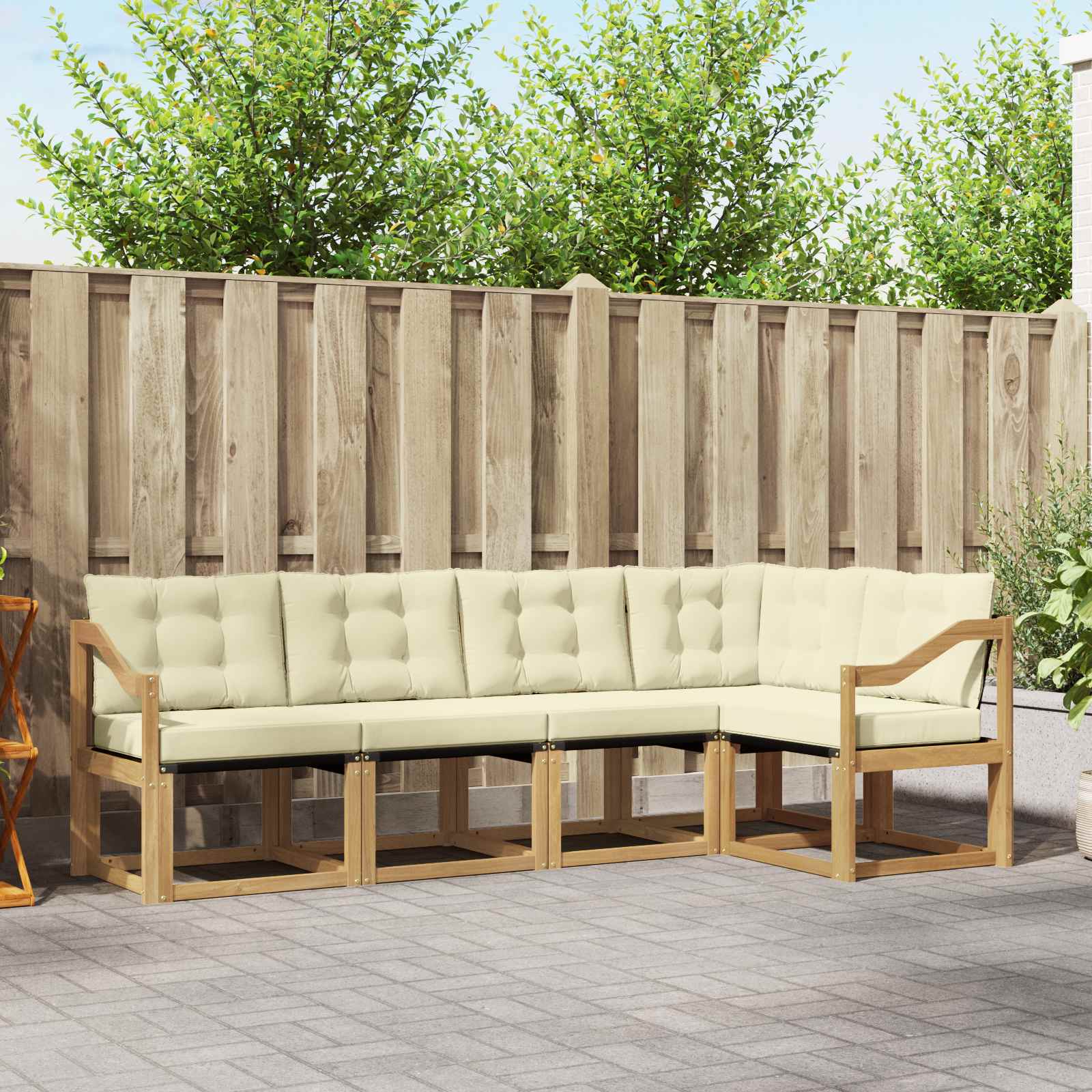 Outdoor-Sofagarnitur 5 stk. Weiß und Creme