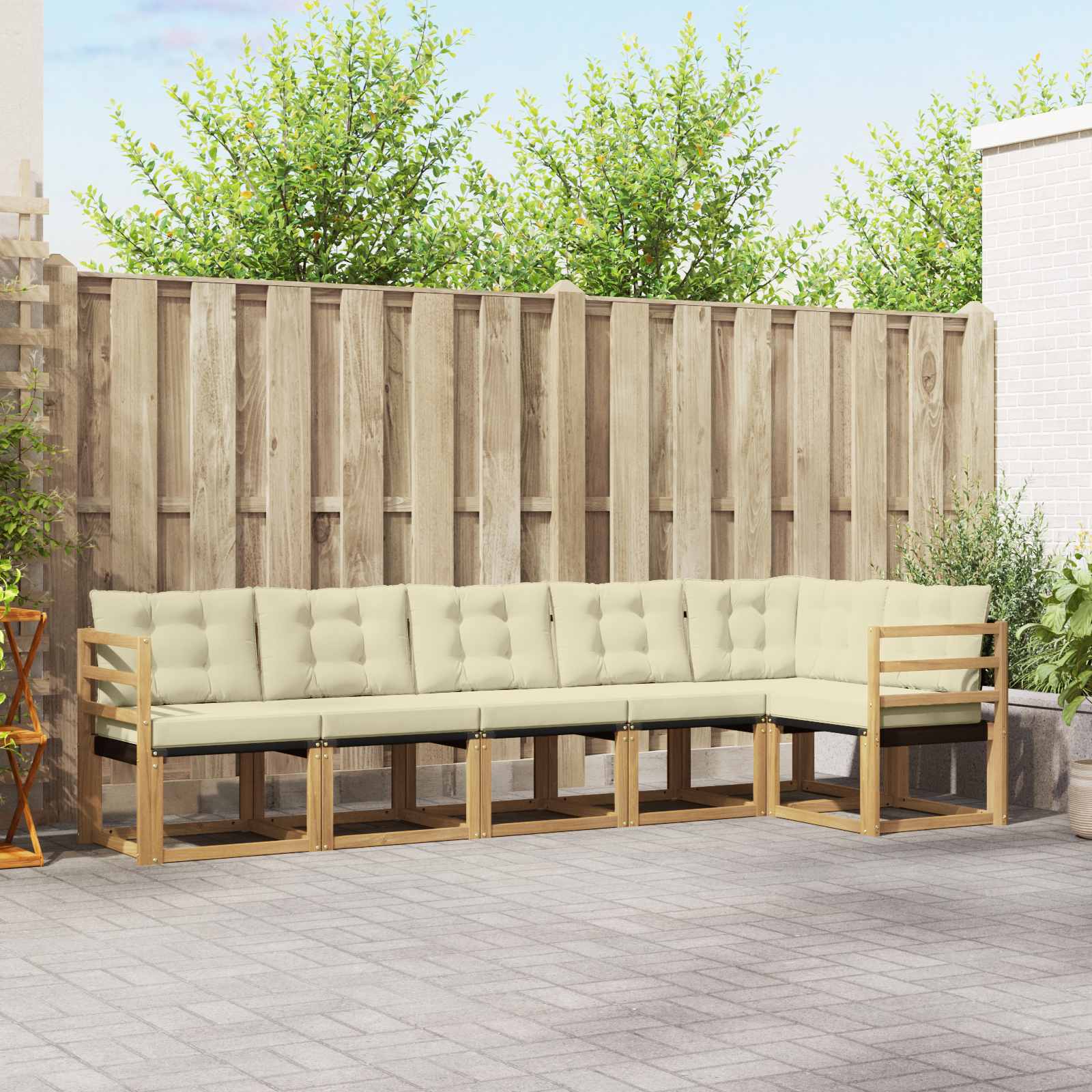 Outdoor-Sofagarnitur 6 stk. Weiß und Creme
