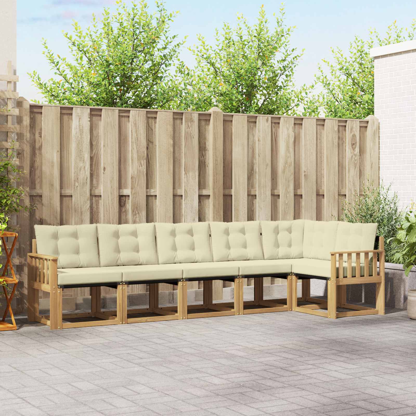 Outdoor-Sofagarnitur 6 stk. Weiß und Creme