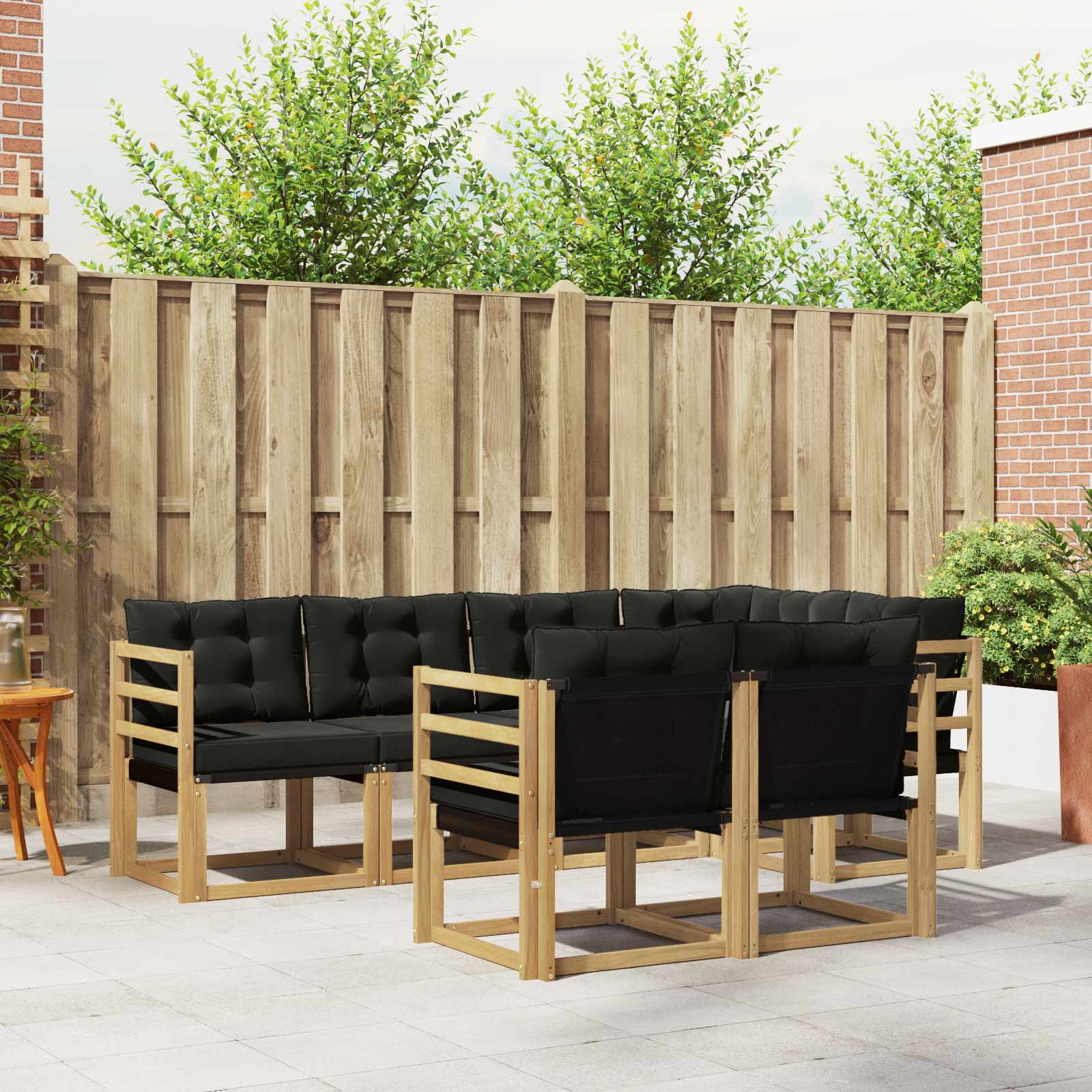 Outdoor-Sofagarnitur 7 stk. Weiß und Schwarz