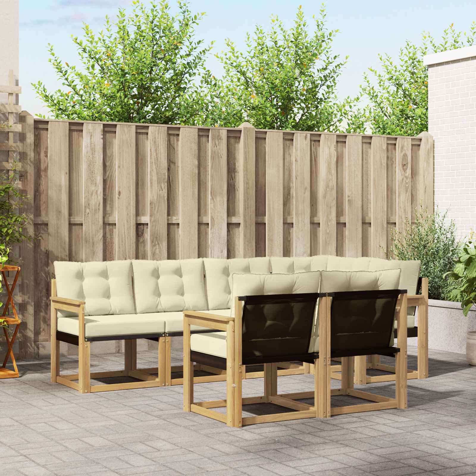 Outdoor-Sofagarnitur 7 stk. Weiß und Creme