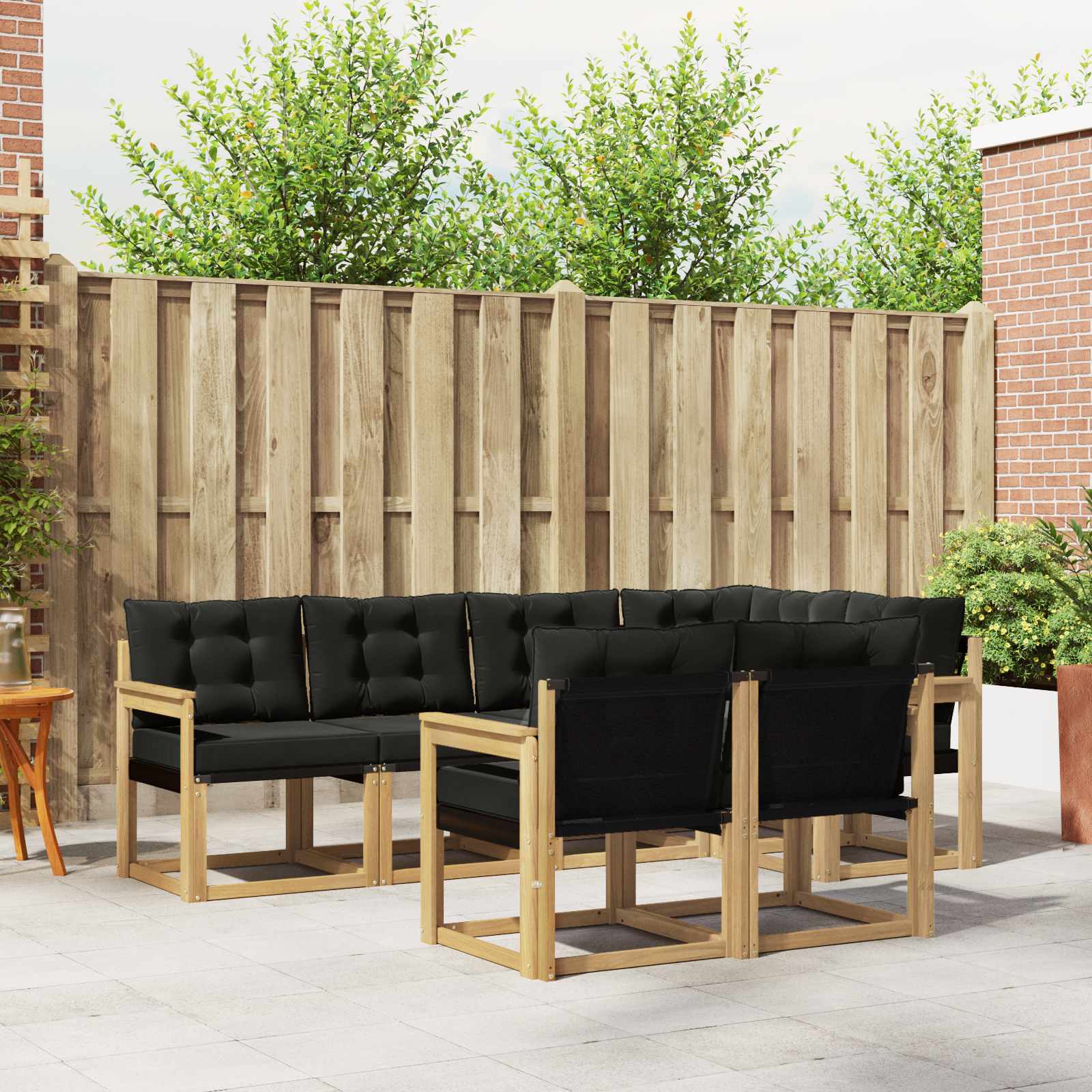 Outdoor-Sofagarnitur 7 stk. Weiß und Schwarz