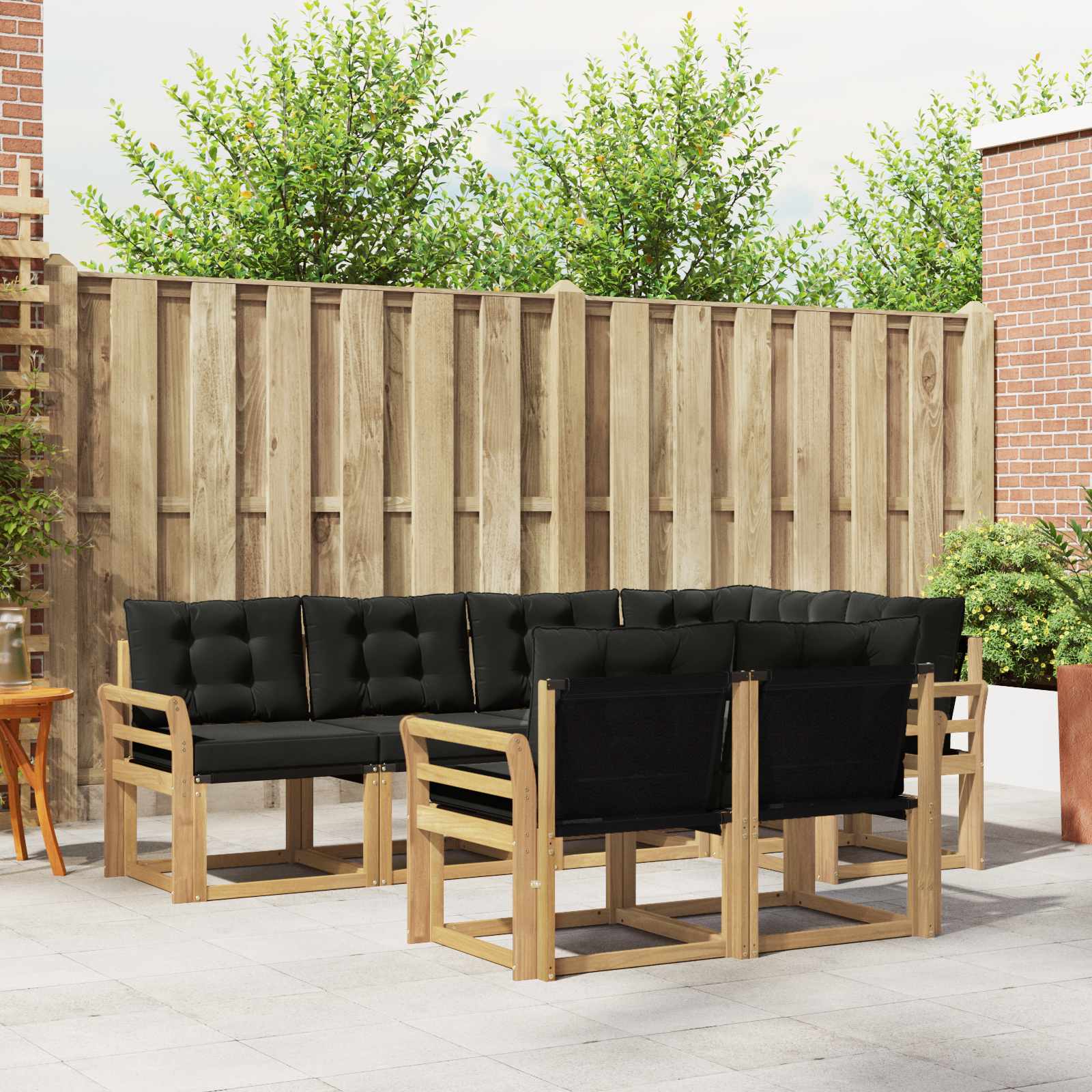 Outdoor-Sofagarnitur 7 stk. Weiß und Schwarz