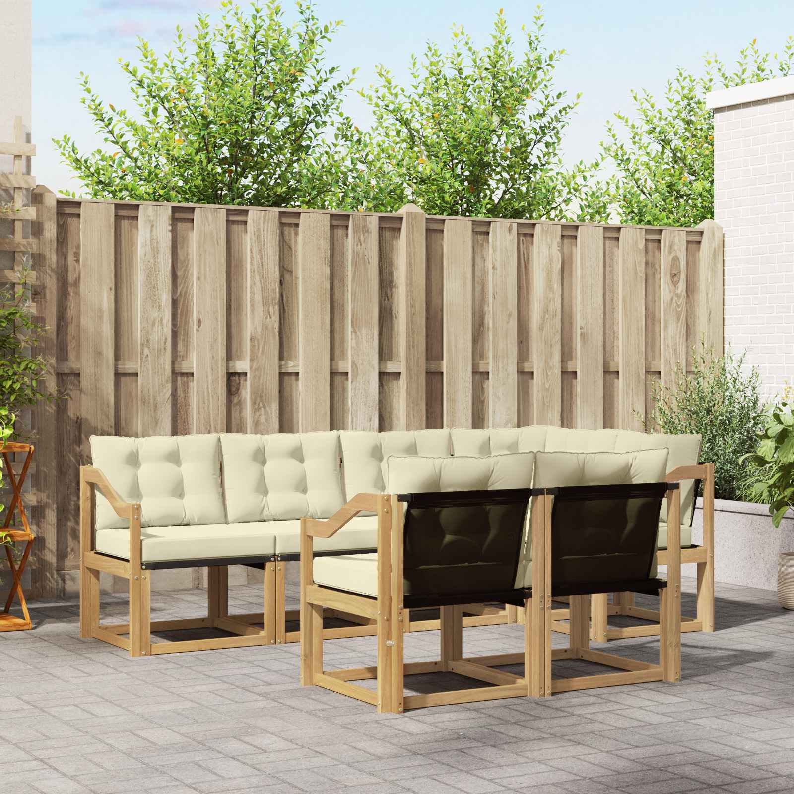 Outdoor-Sofagarnitur 7 stk. Weiß und Creme