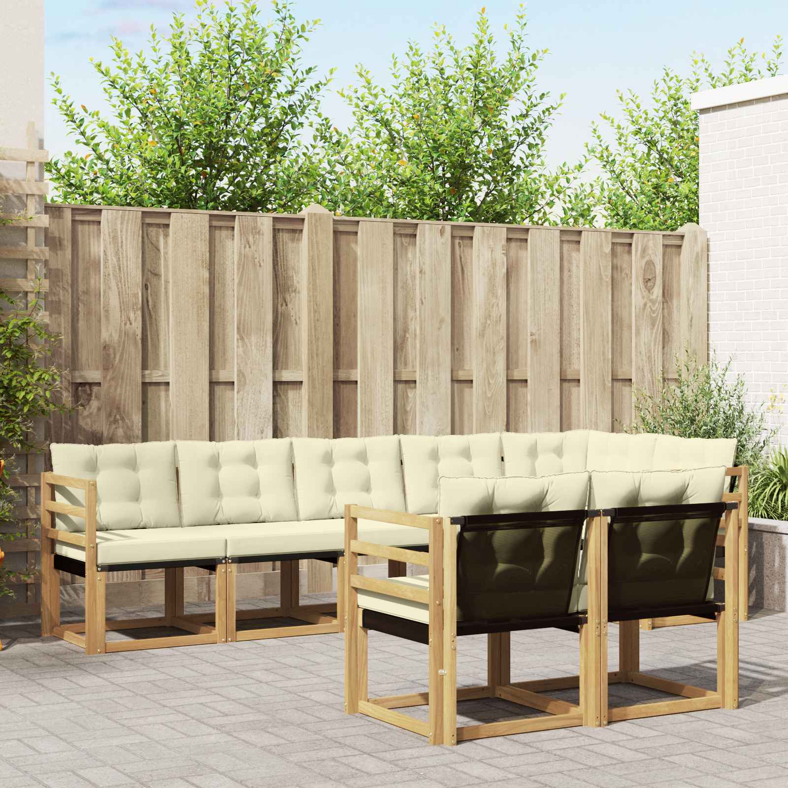 Outdoor-Sofagarnitur 8 stk. Weiß und Creme