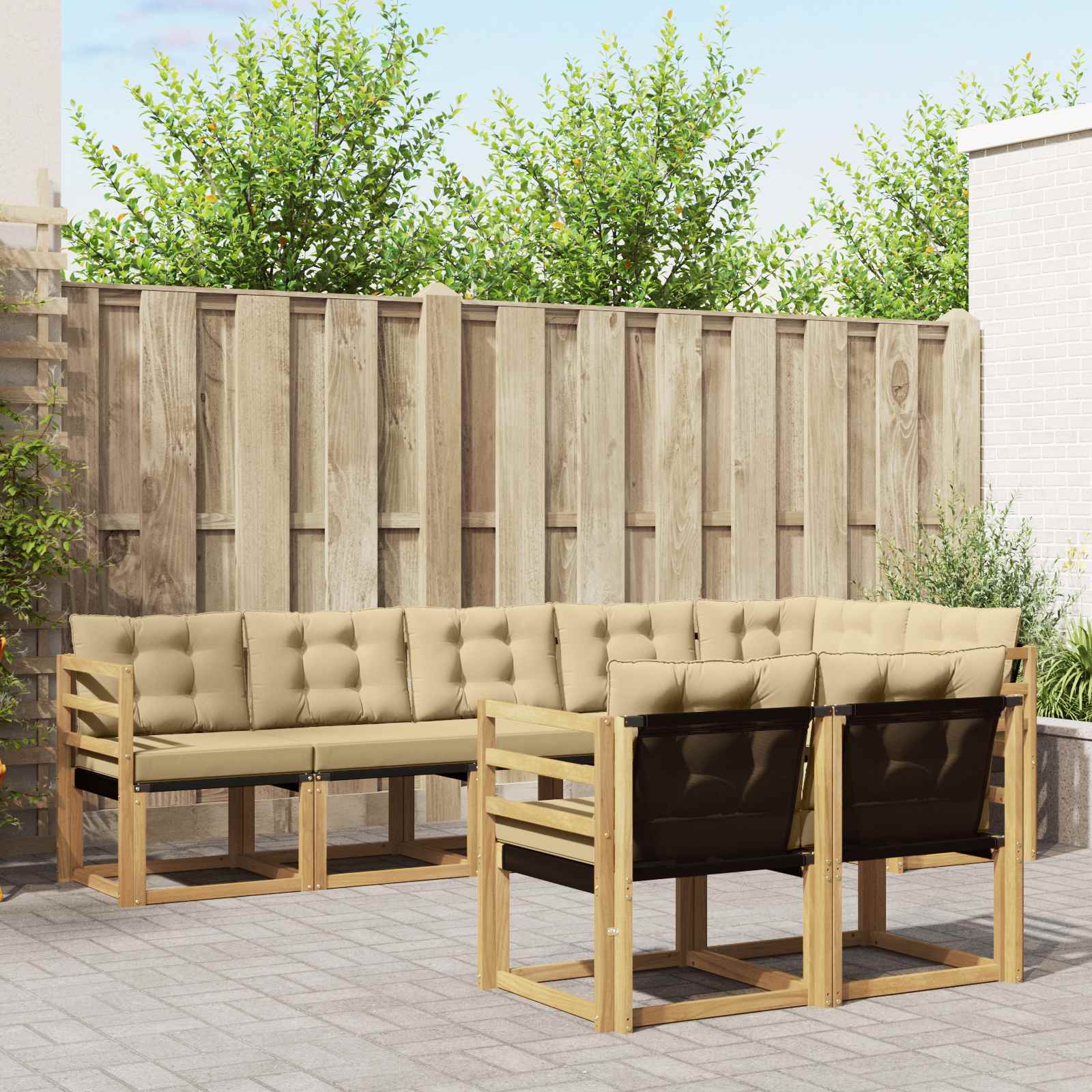 Outdoor-Sofagarnitur 8 stk. Weiß und Beige