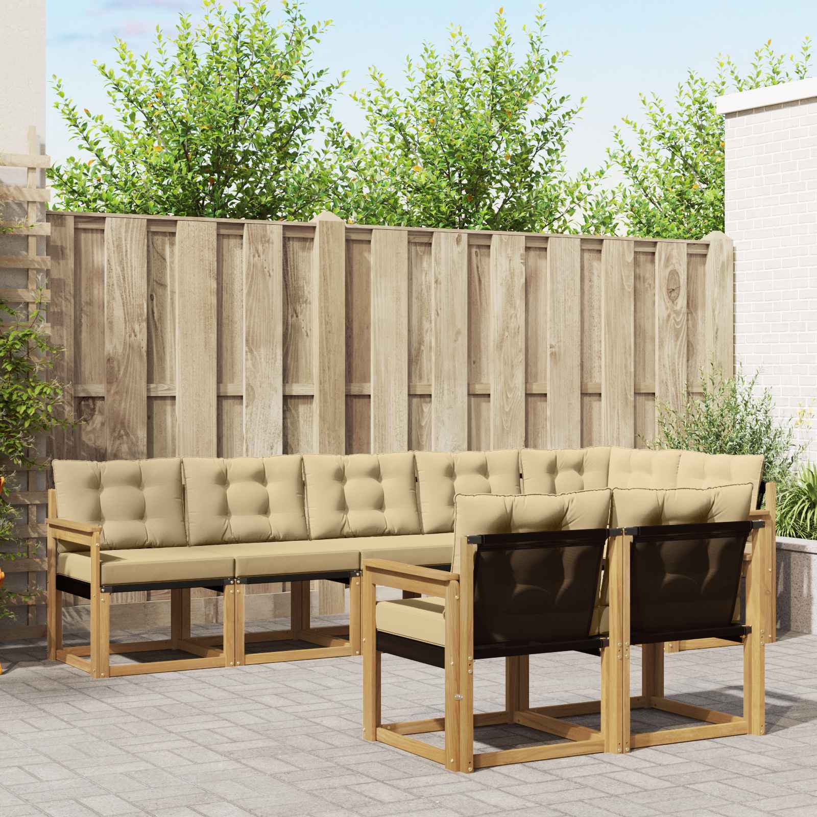 Outdoor-Sofagarnitur 8 stk. Weiß und Beige