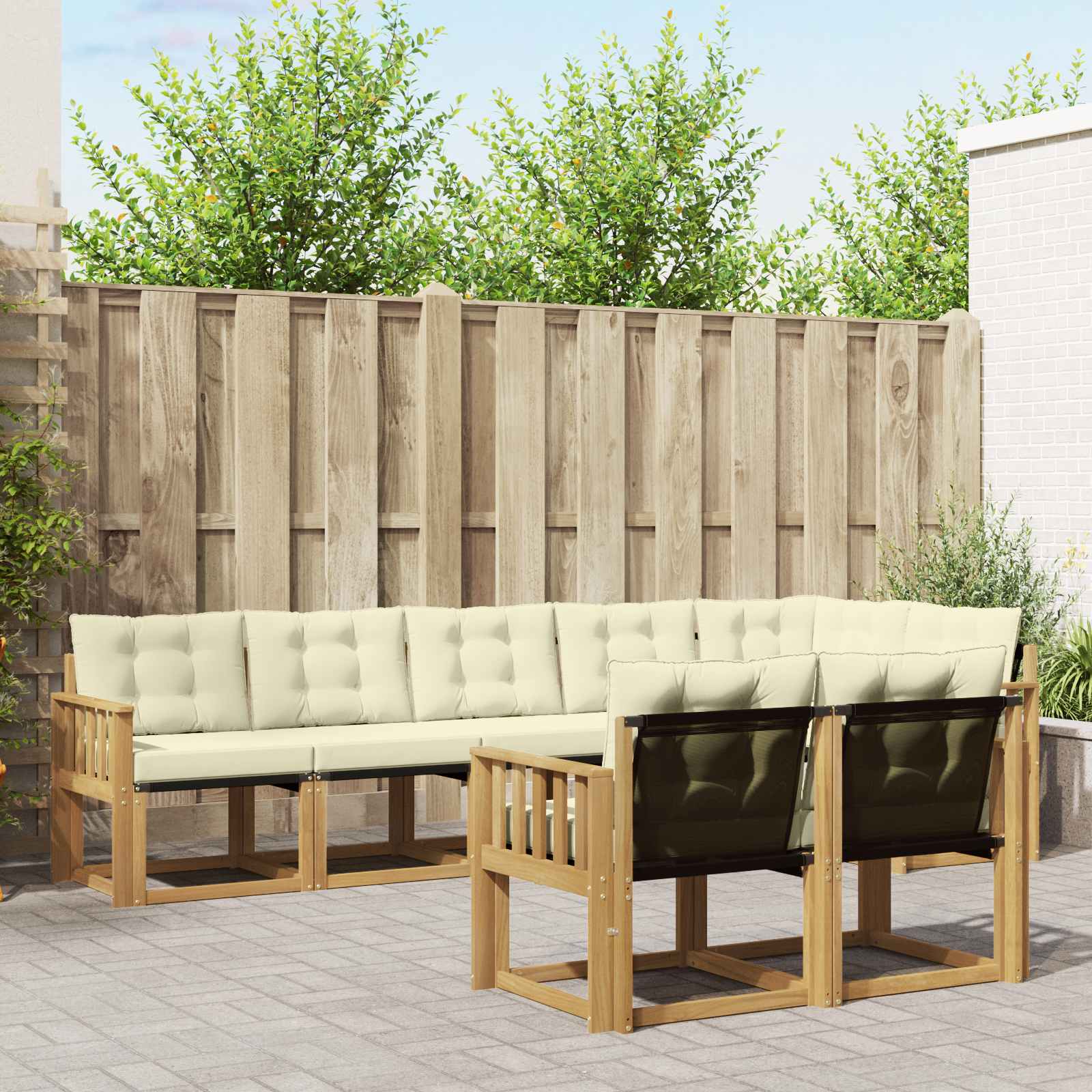 Outdoor-Sofagarnitur 8 stk. Weiß und Creme