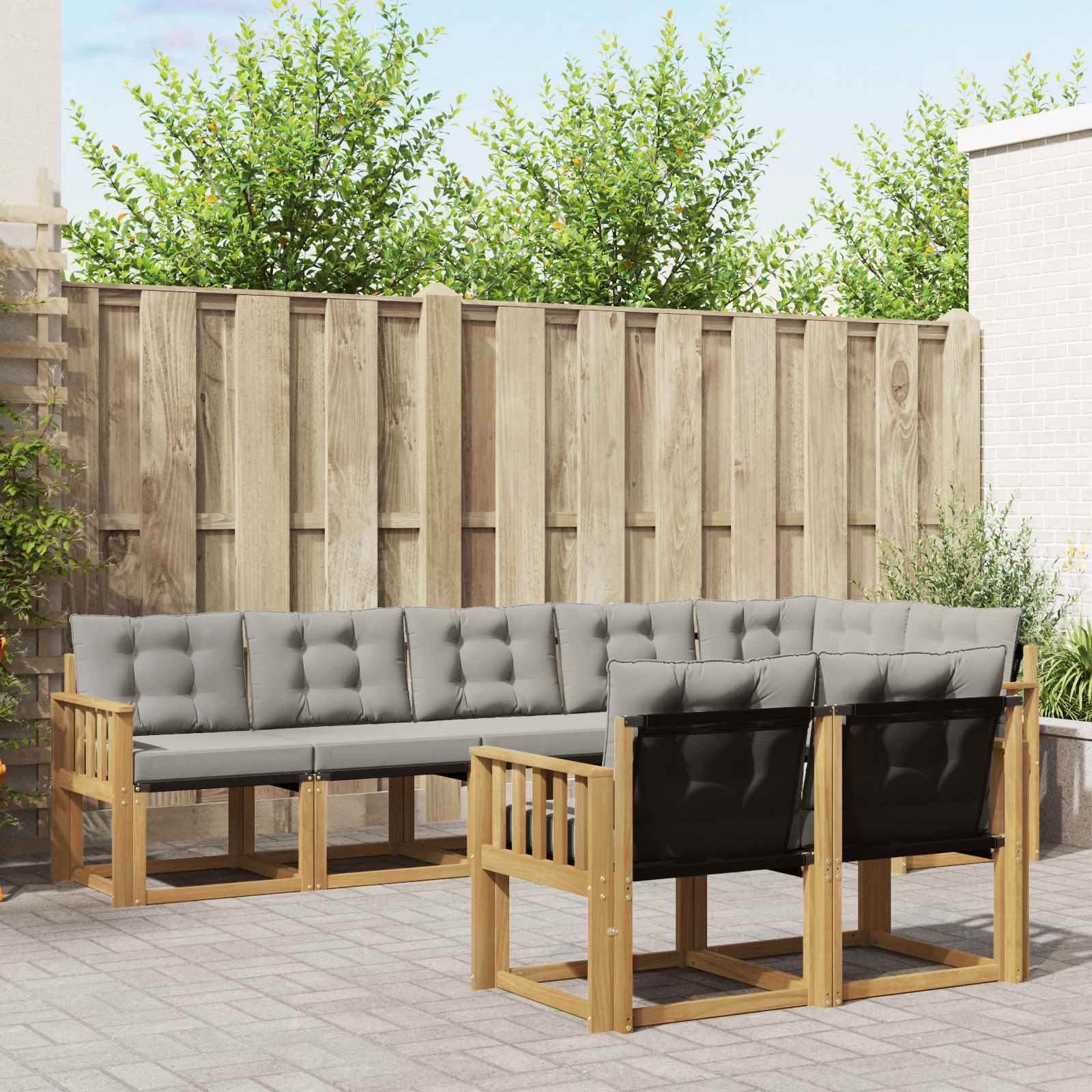 Outdoor-Sofagarnitur 8 stk. Weiß und Hellgrau