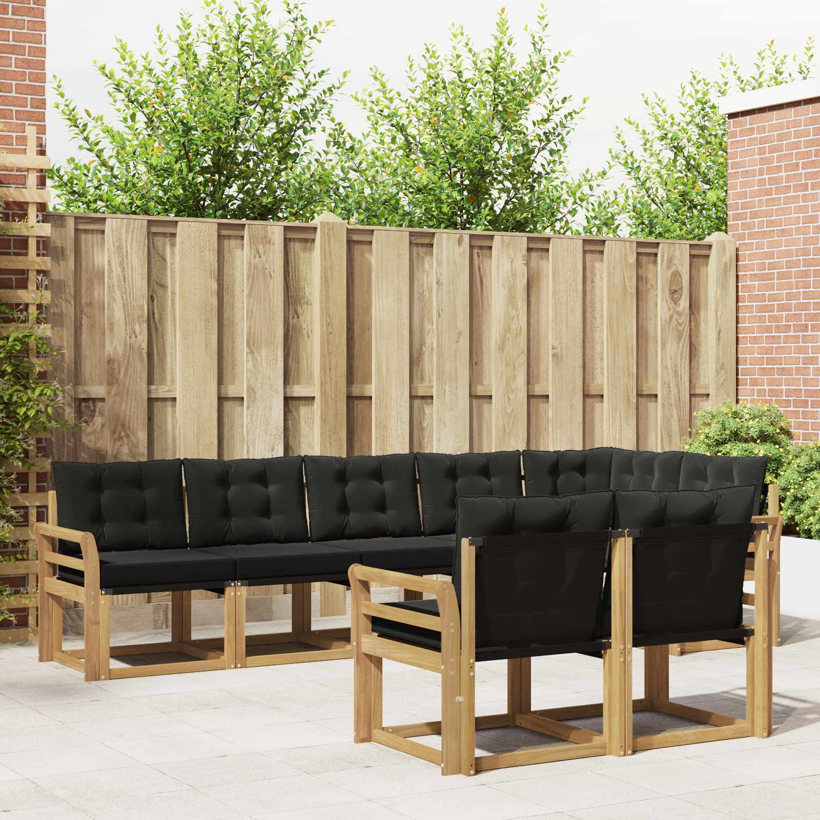 Outdoor-Sofagarnitur 8 stk. Weiß und Schwarz