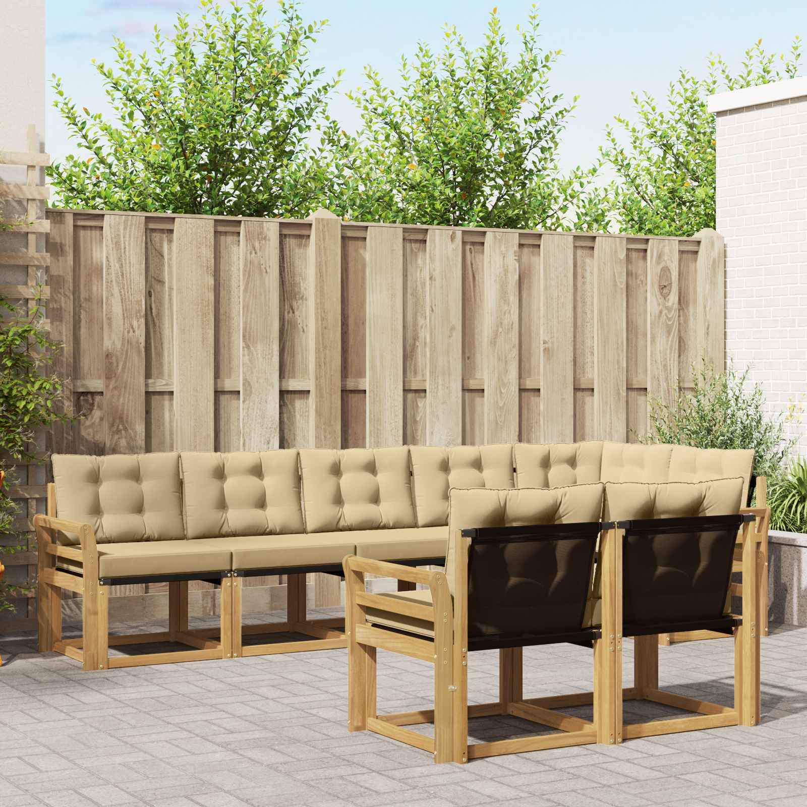 Outdoor-Sofagarnitur 8 stk. Weiß und Beige